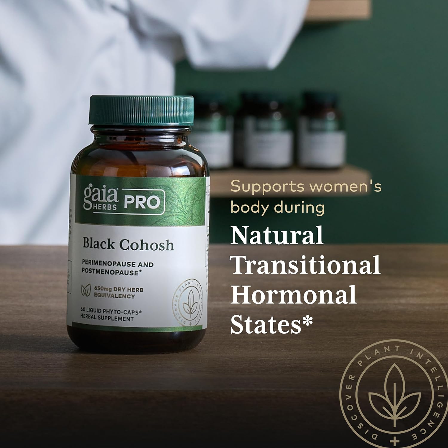 GAIA HERBS PRO Black Cohosh PRO - Healthy Perimenopause & Post Menopause Support Supplement* - Women's Health Supplement with Black Cohosh Root Extract - Vegan - 60 Liquid Phyto-Caps (60 Servings)