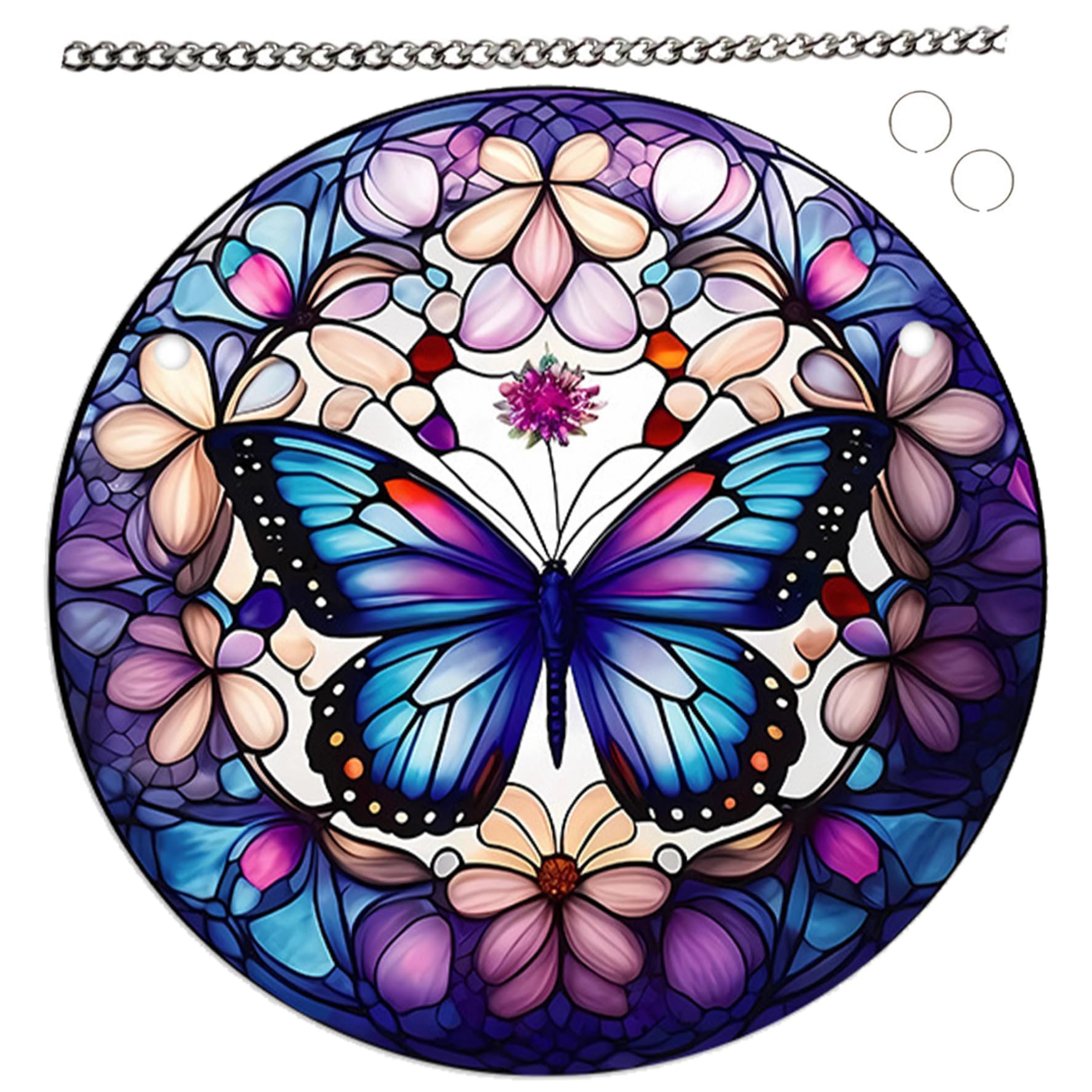 Butterfly Decorations - 15cm Acrylic Stained Glass Window Hanging, Butterfly & Hummingbird Gifts, Sun Catchers For Home Decor