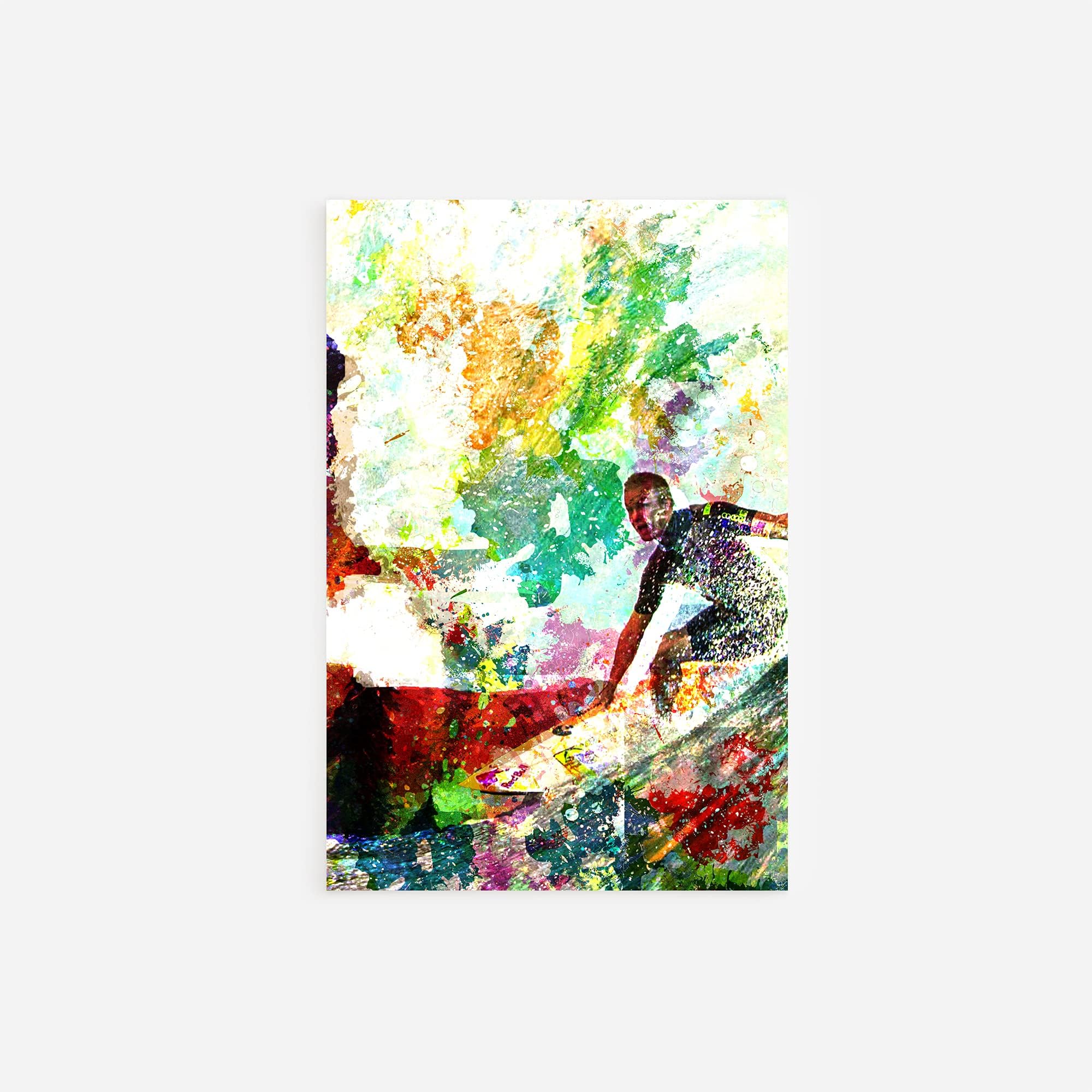 Surfing Art Print Poster COLOURBURST Unique Glossy Photo Gift // Size: 18 x 12 Inches