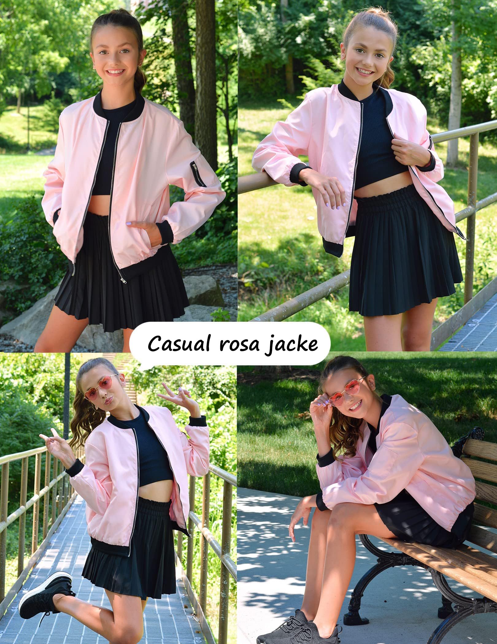 Zeagoo Giacca Bomber Donna Corto Blouson Giacca Casual Giacca da Pilota Manica Lunga Outwear Zip Up Unita Leggera Giacca Felpa