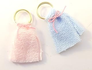 Melody Jane Dollhouse Pink & Blue Towels on Rings Miniature 1:12 Bathroom Accessory