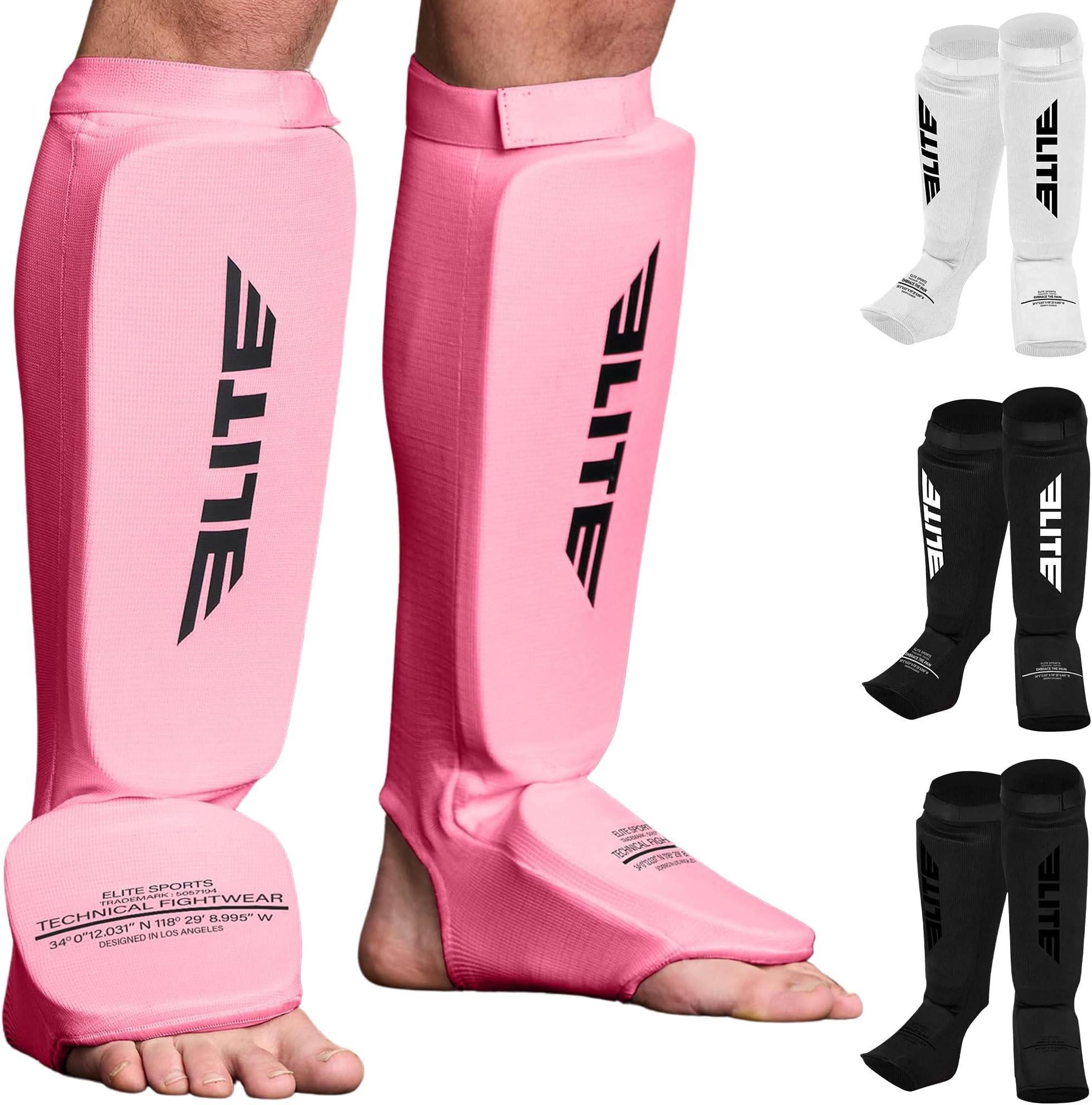 Muay Thai MMA Kickboxing shin Guards, Elite Sports Instep Guard Sparring Protective Leg shin Kick Pads for Adults, Kids, Youth