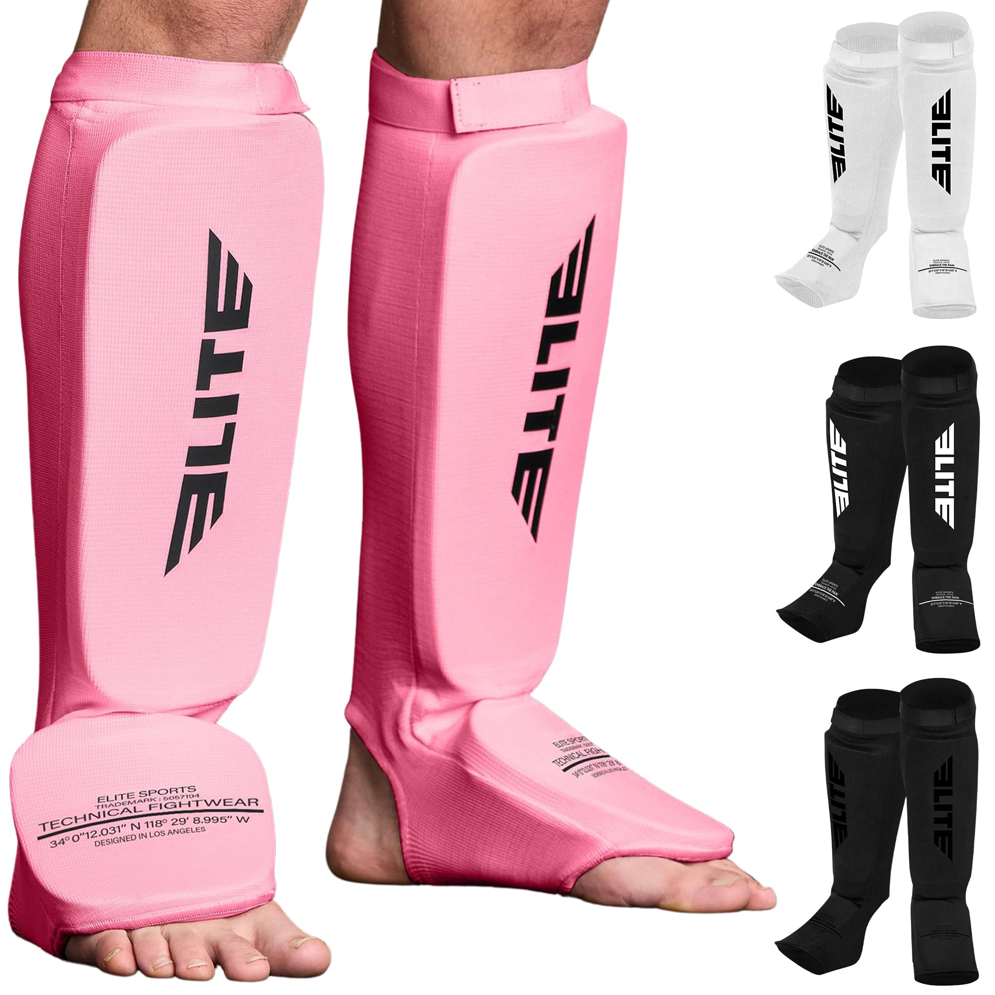 Muay Thai MMA Kickboxing shin Guards, Elite Sports Instep Guard Sparring Protective Leg shin Kick Pads for Adults, Kids, Youth