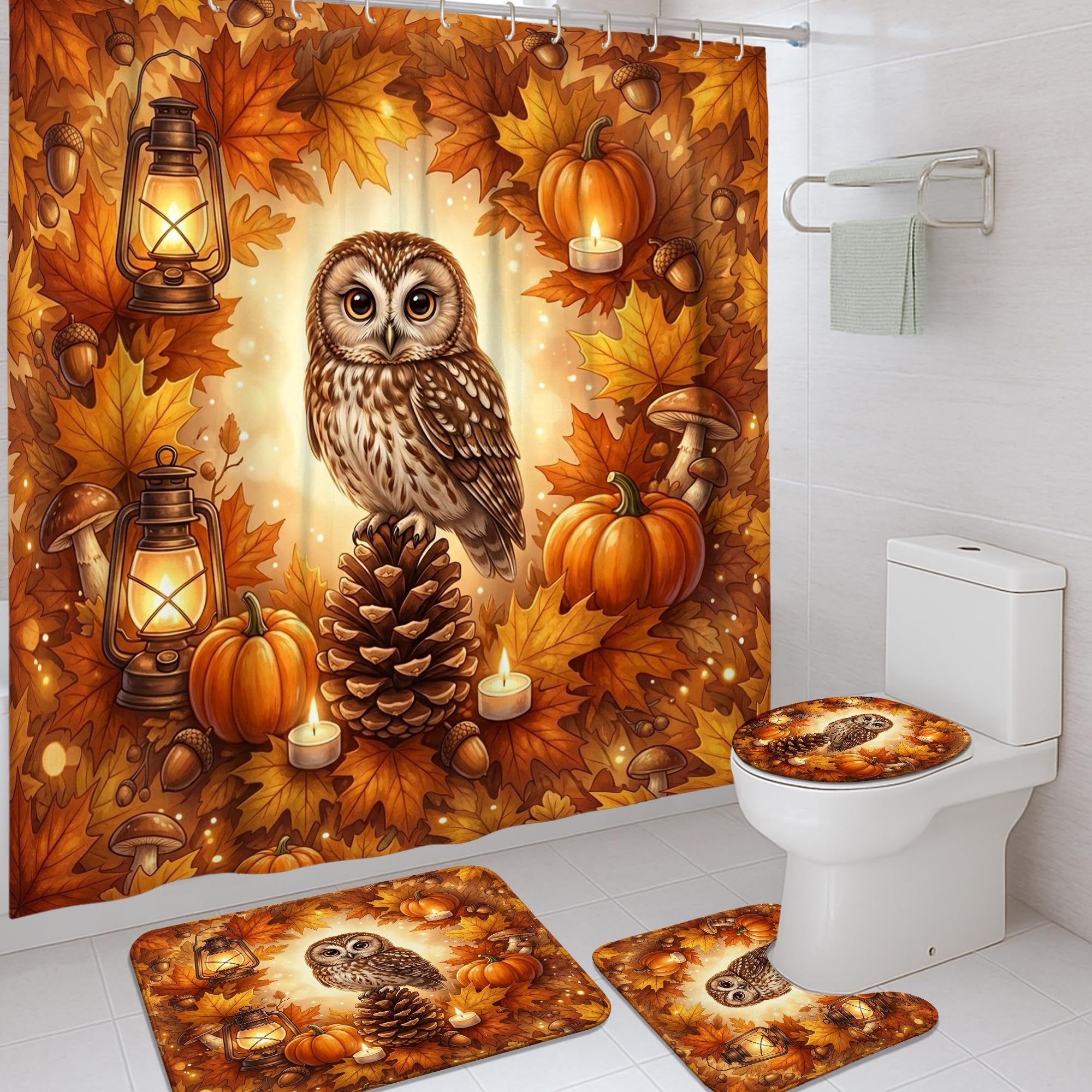 Rideau de douche citrouilles pour créer une ambiance d'automne au dortoir
