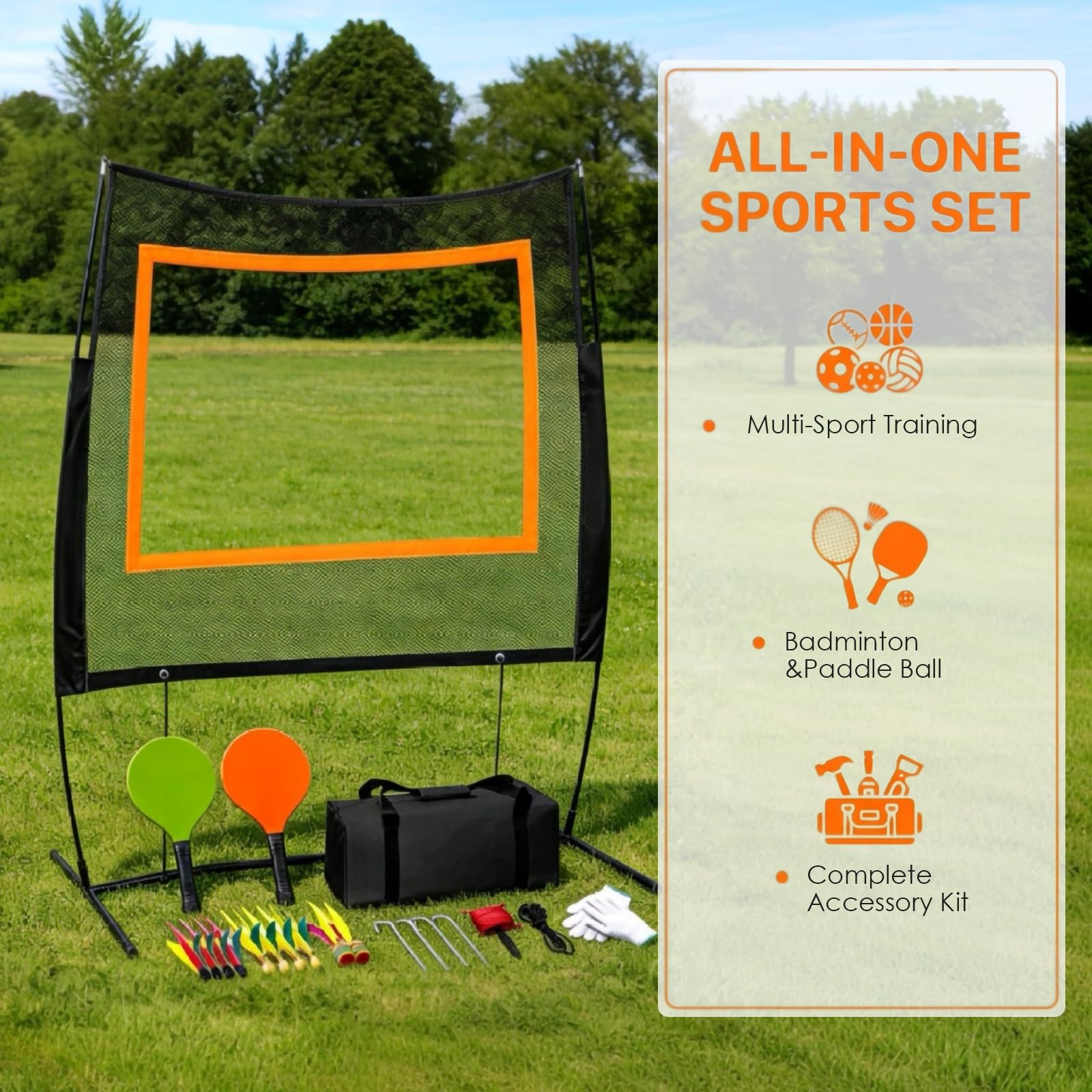 KIRJAUDU Set de bádminton 5 en 1 con red para jardín, pickleball, voleibol, juegos al aire libre para familia