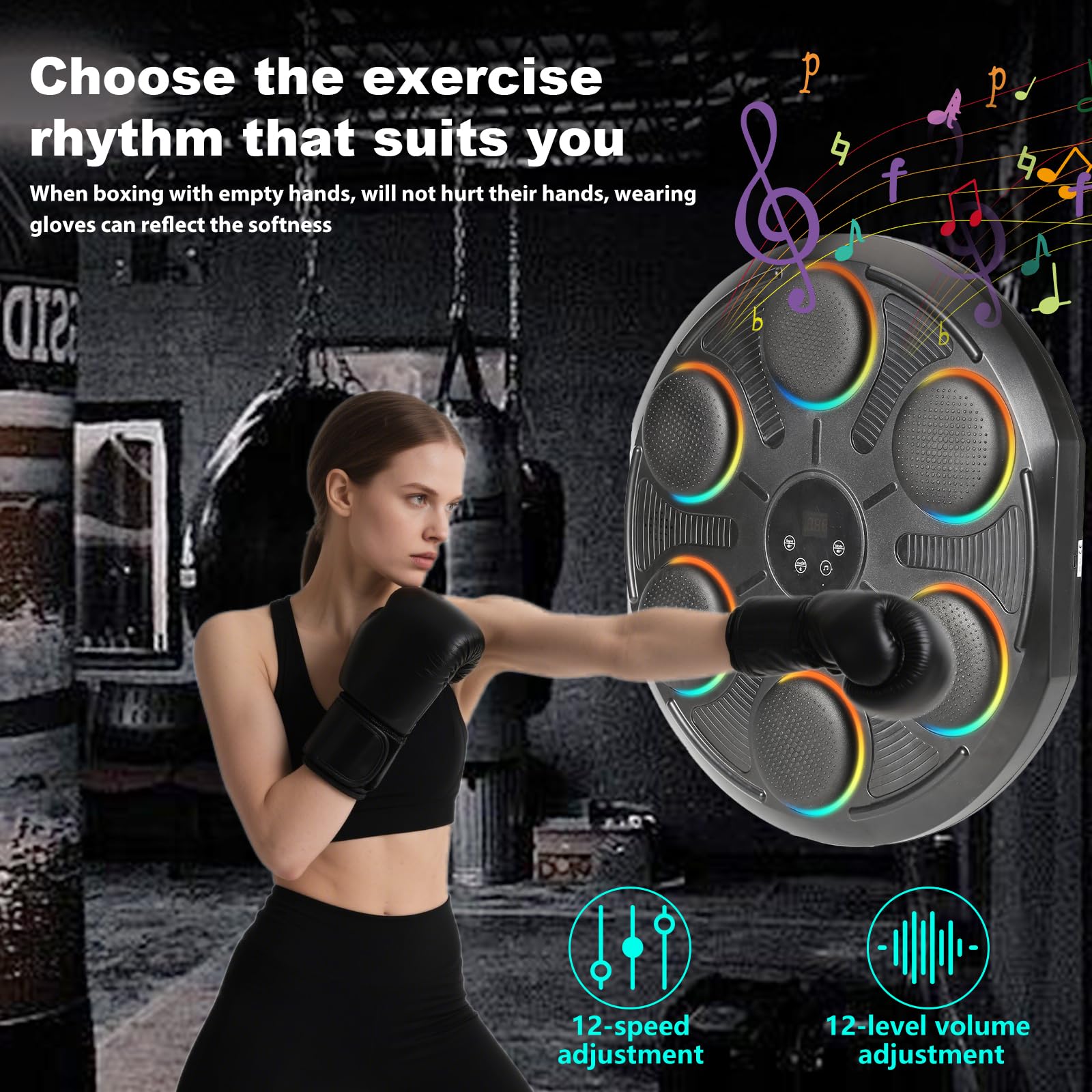 Macchina di Boxe Musicale con Bluetooth,Modello A Parete Di Boxe,12