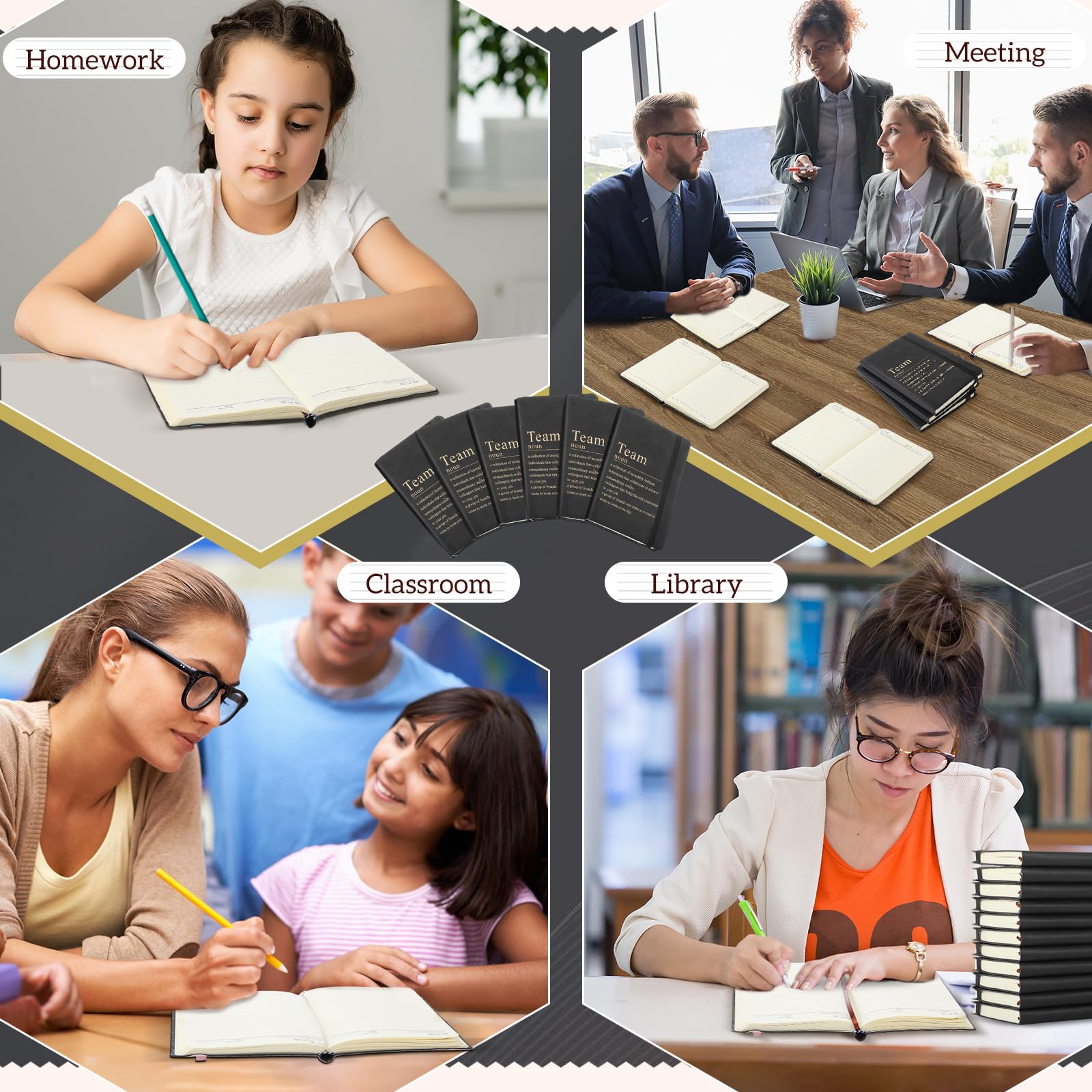 Team Appreciation Gifts Bulk Leather Inspirational Notebooks A6 Employee Journal Team Notepads Inspirational Gifts for Group Coworkers Staff Worker Nurse(Black,24 Pack)