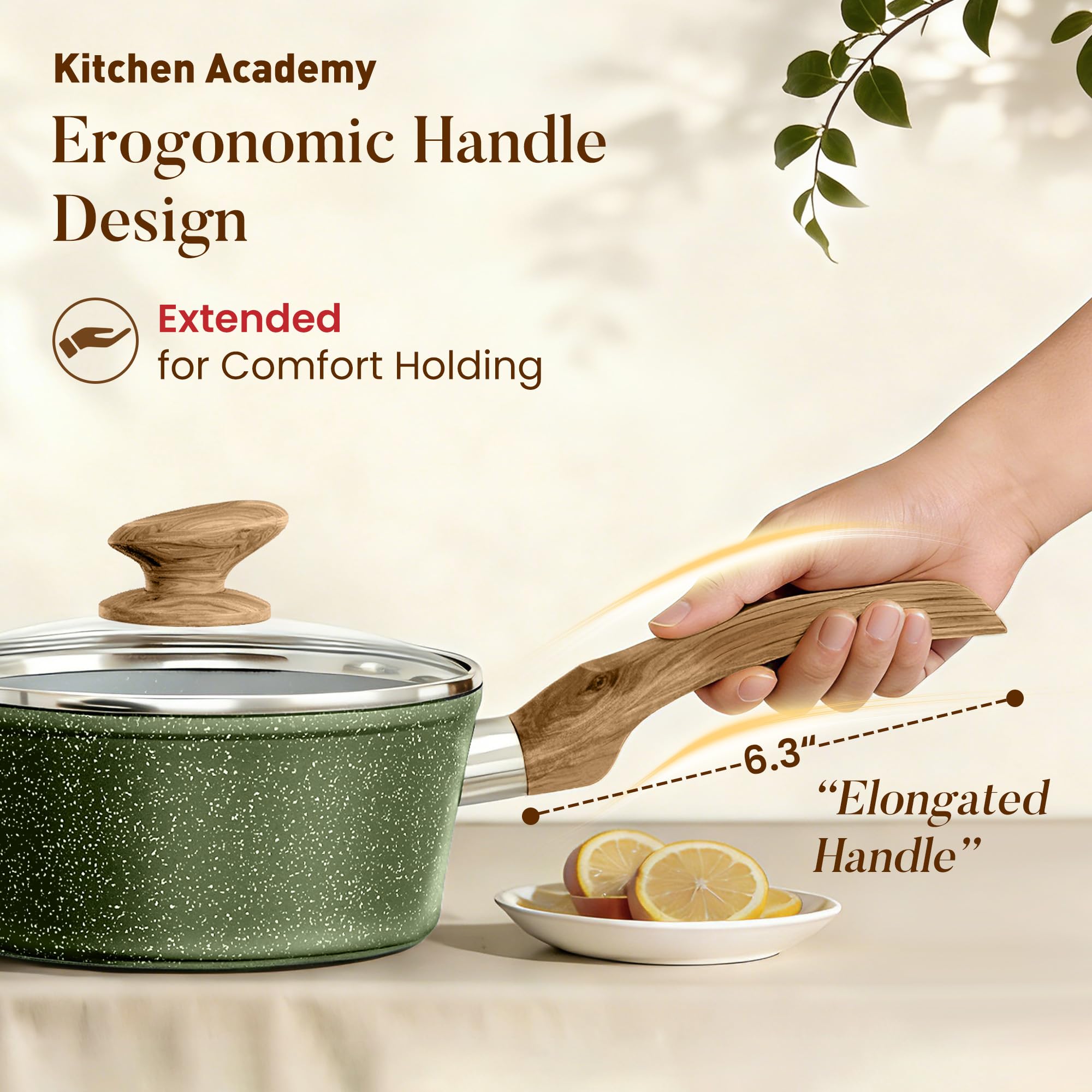 Kitchen Academy Lot Casserole et Poêle Induction 12 Pcs Batterie Cuisine | Antiadhésive en Granite Batterie de Cuisine Tout Feux, 100% Sain et Sans PFOA ni PFOS, Facile à Nettoyer