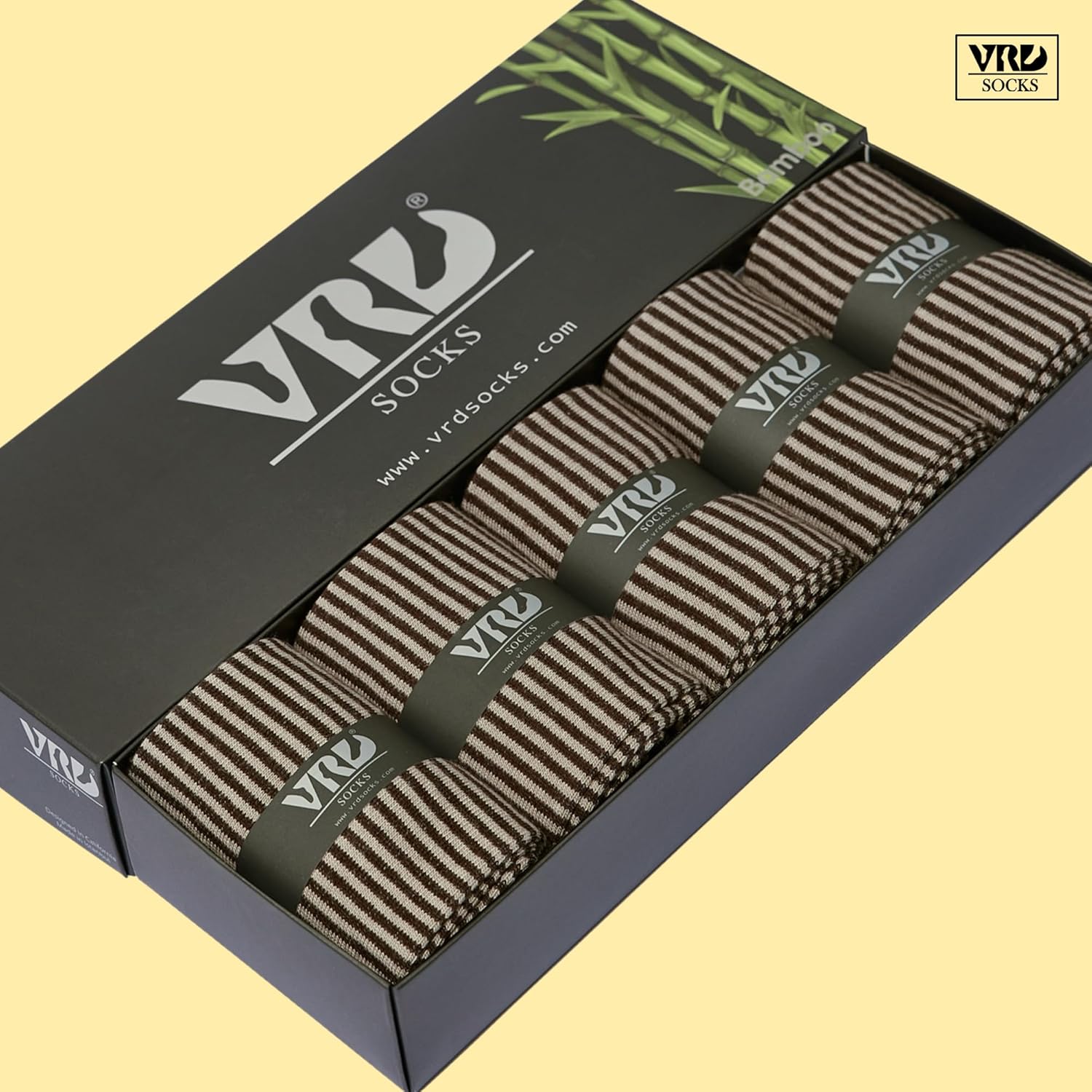 VRD Men’s Dress Socks Bamboo Rayon 5-Pack Crew Socks Fits Shoe Size 8-13 Gift Box - Image 4