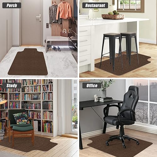 Miniatura 5 de Sycoodeal Tapete para silla de oficina, tapete protector de suelo antideslizante grande, tapete de madera dura, antideslizante con ruedas no