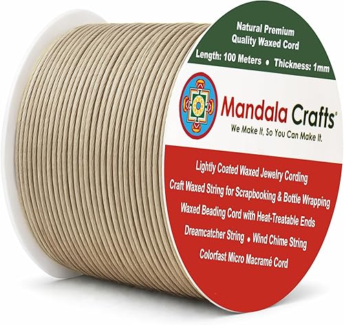 Miniatura 59 de Cuerda Mandala Crafts 0.03 pulgadas 109 yardas para hacer joyería, artesanía, macramé, cuerda de algodón encerado