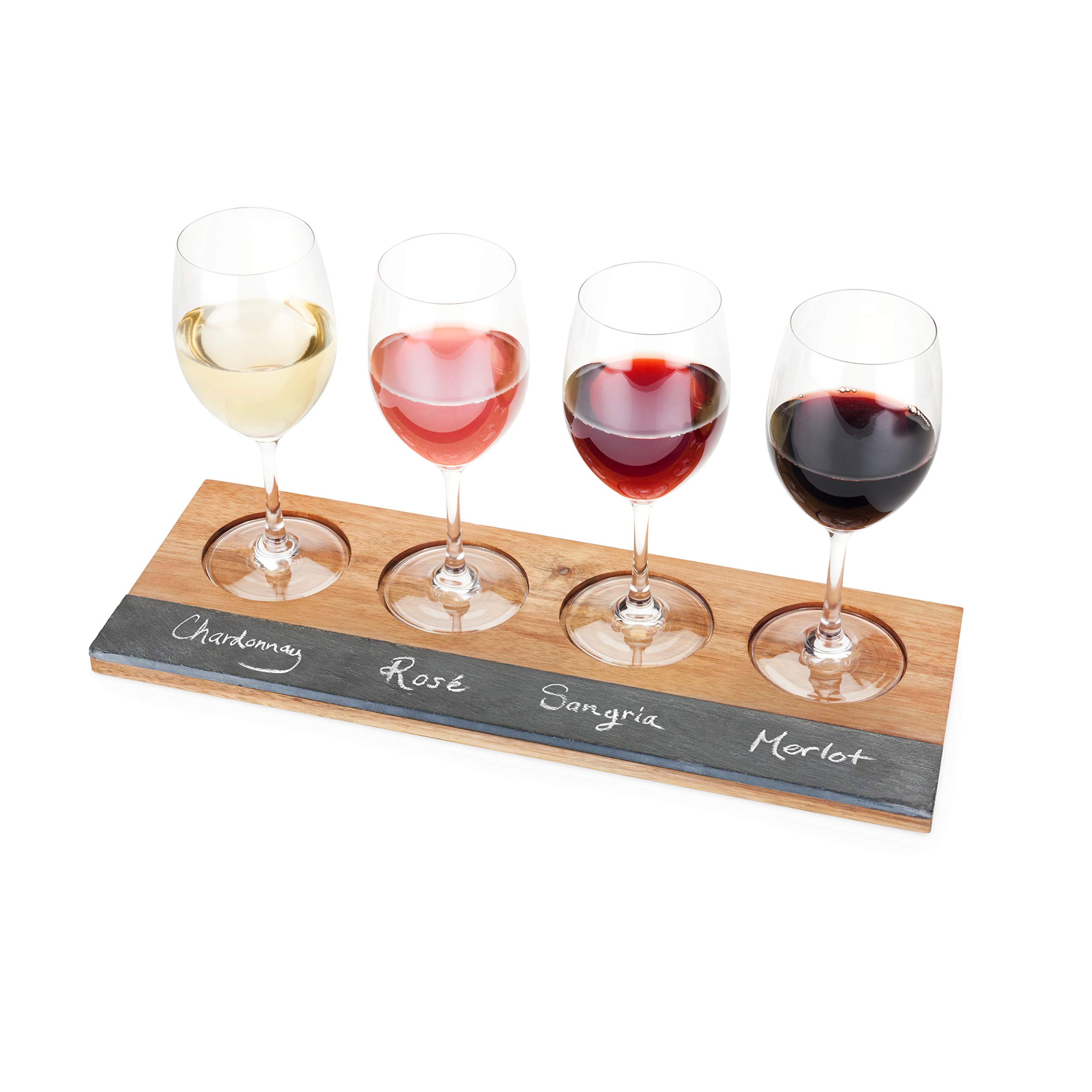 Twine 4895 Rustic Farmhouse Acacia Wood Wine Flight Board, Wood