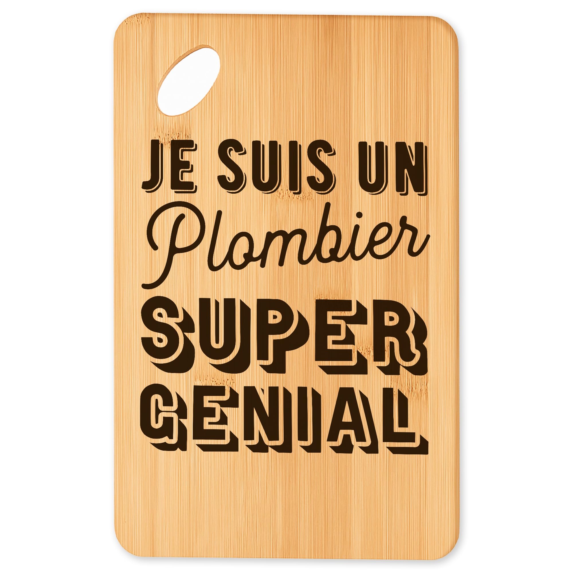 Planche à découper Plombier 10 en bambou naturel pour cuisine et apéro