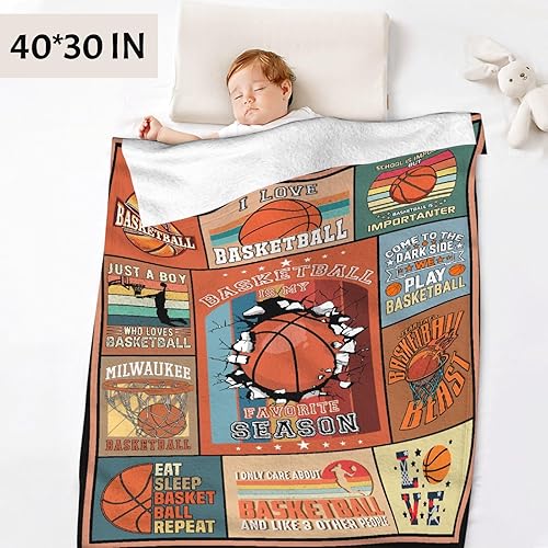 Miniatura 4 de Manta de baloncesto de regalo para niños y niñas, manta de baloncesto, cálida, acogedora, suave, ligera, de 40 x 50 pulgadas, para niños, para sofá,