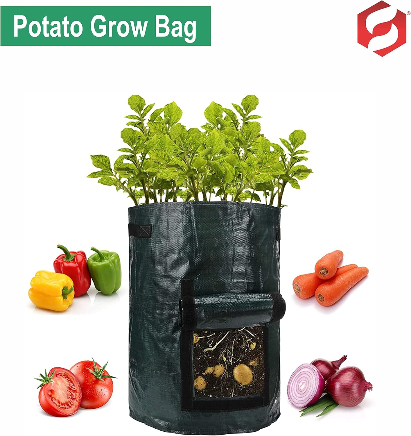 SUL 10 Gallon Potato Grow Bag Garden Plant Bags Pots with Window Flap