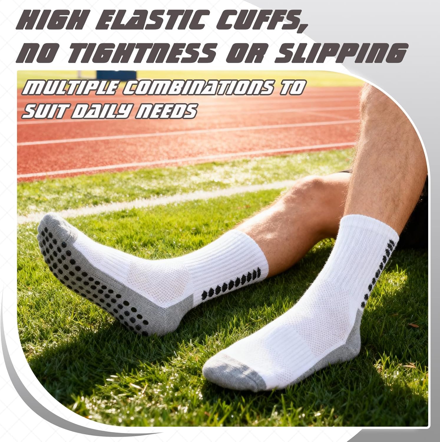 6 Pairs Grip Soccer Socks Anti Slip Athletic Socks Non Slip Sports Football Baseball Soccer Sock for Men Women - Image 6