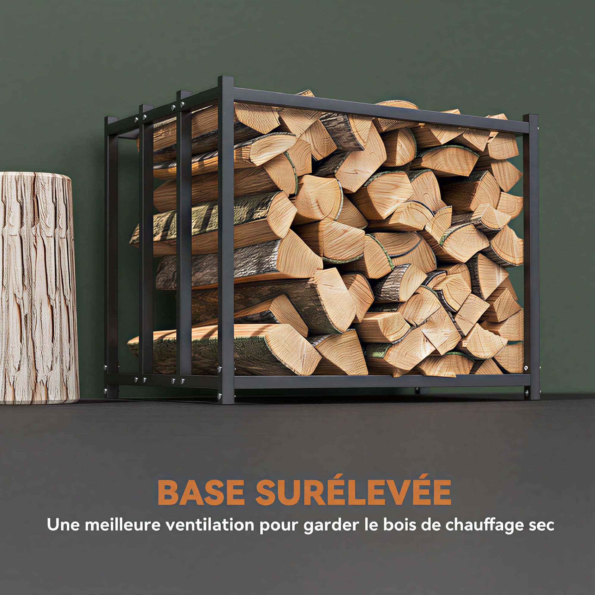 Outsunny Range bûches extérieur en acier 186 x 70 x 185 cm grande capacité 1,9 m³, étagère à bûches avec abri bois de chauffage et housse de protection 600D Oxford noir