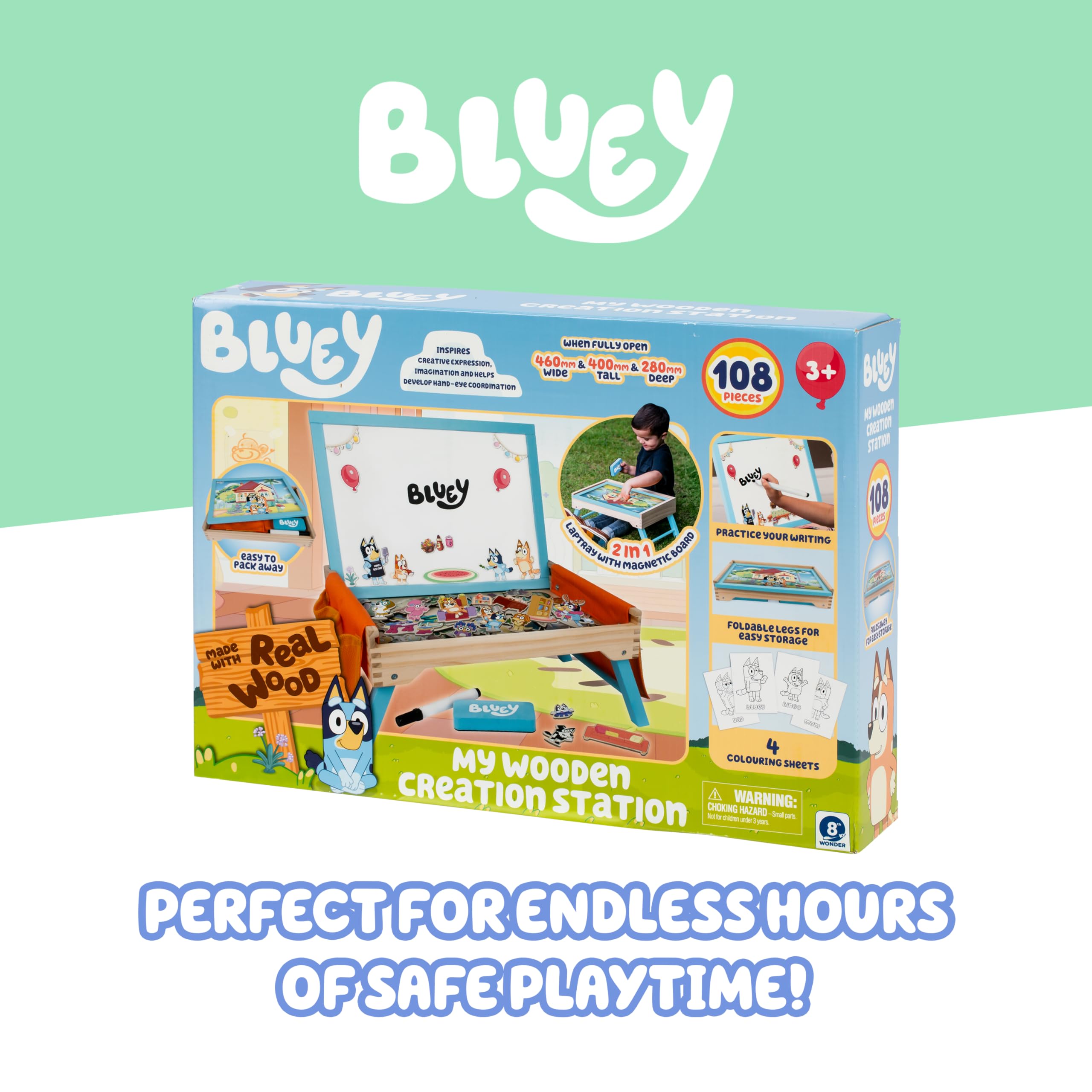 BlueY Creation Station - Estación de creación de Madera de 100 Piezas, Ideal para Colorear y Dibujo, Certificado FSC para niños a Partir de 3 años