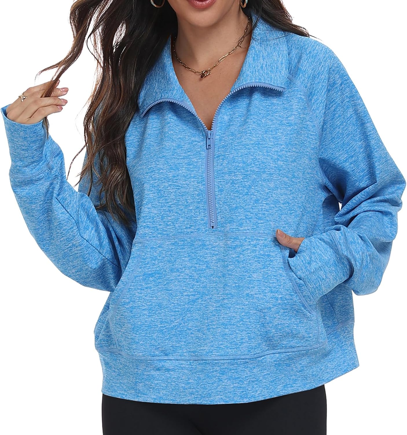 Kimmery Womens Half Zip Fleece Sweatshirt for Women Pullover Sweatshirts with Kangaroo Pocket Athletic Daily Outfits - Image 5