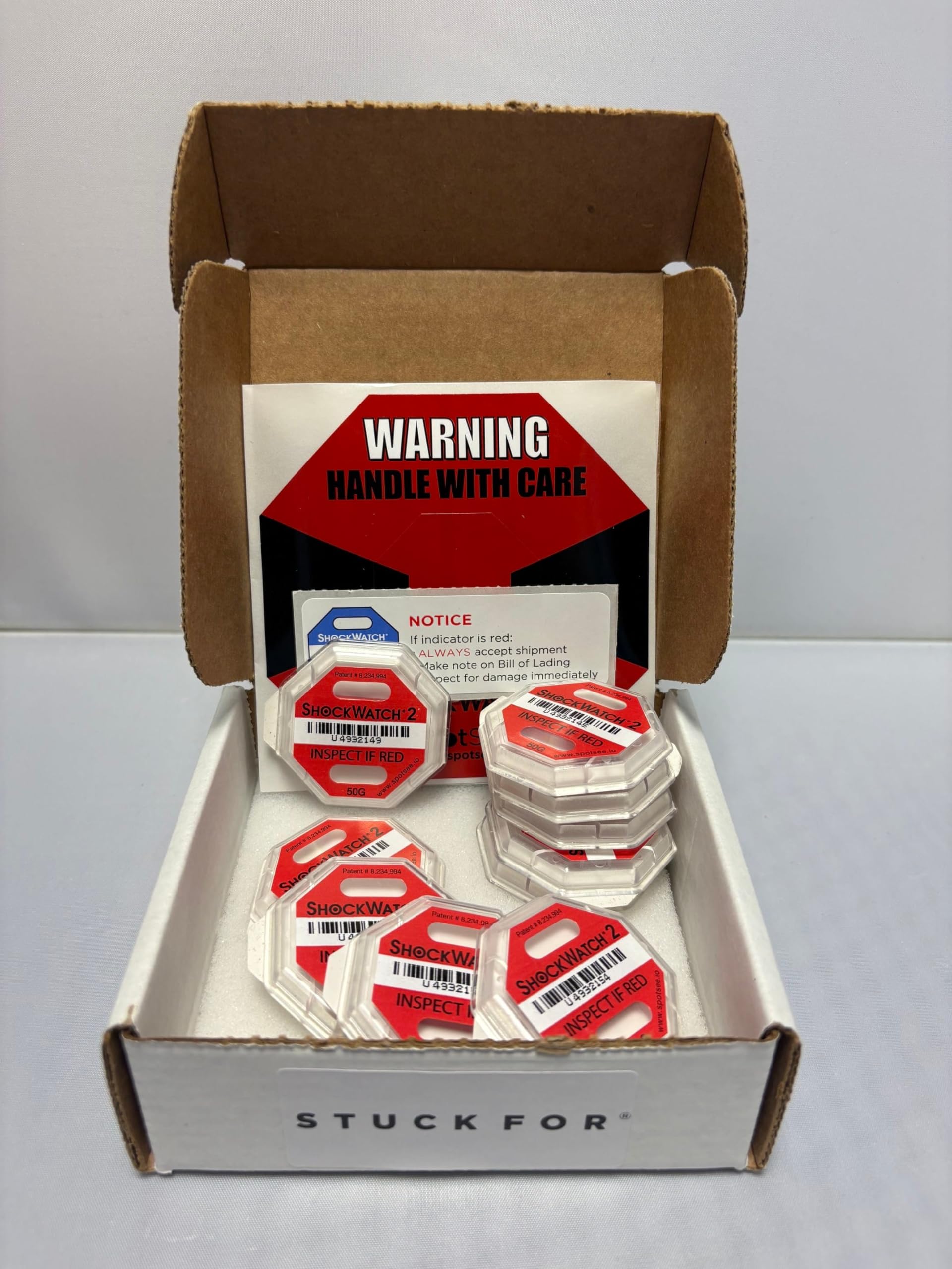 ShockWatch 2 Indicatore di impatto, confezione da 10, 50G rosso, antimanomissione indicatore di danni da urti
