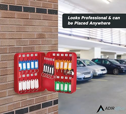 Miniatura 8 de AdirOffice - Caja de seguridad para llaves de acero con cerradura de combinación, organizador de almacenamiento con 30 ranuras, caja de llaves con