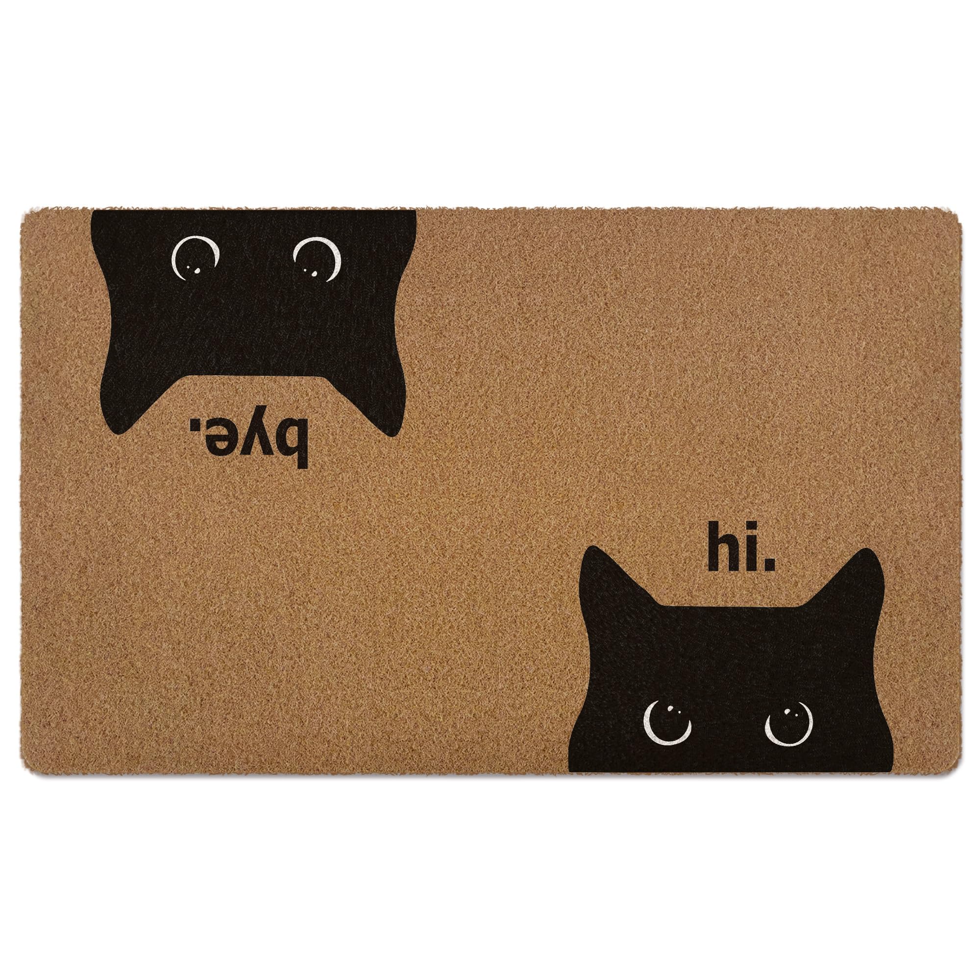 XLDLIOO Black Cat Door Mat, Cat Welcome mat, Cute Funny Welcome Front Door Mat Indoor Entrance, Rustic Artificial Coir Doormat Rugs for Cats Lovers