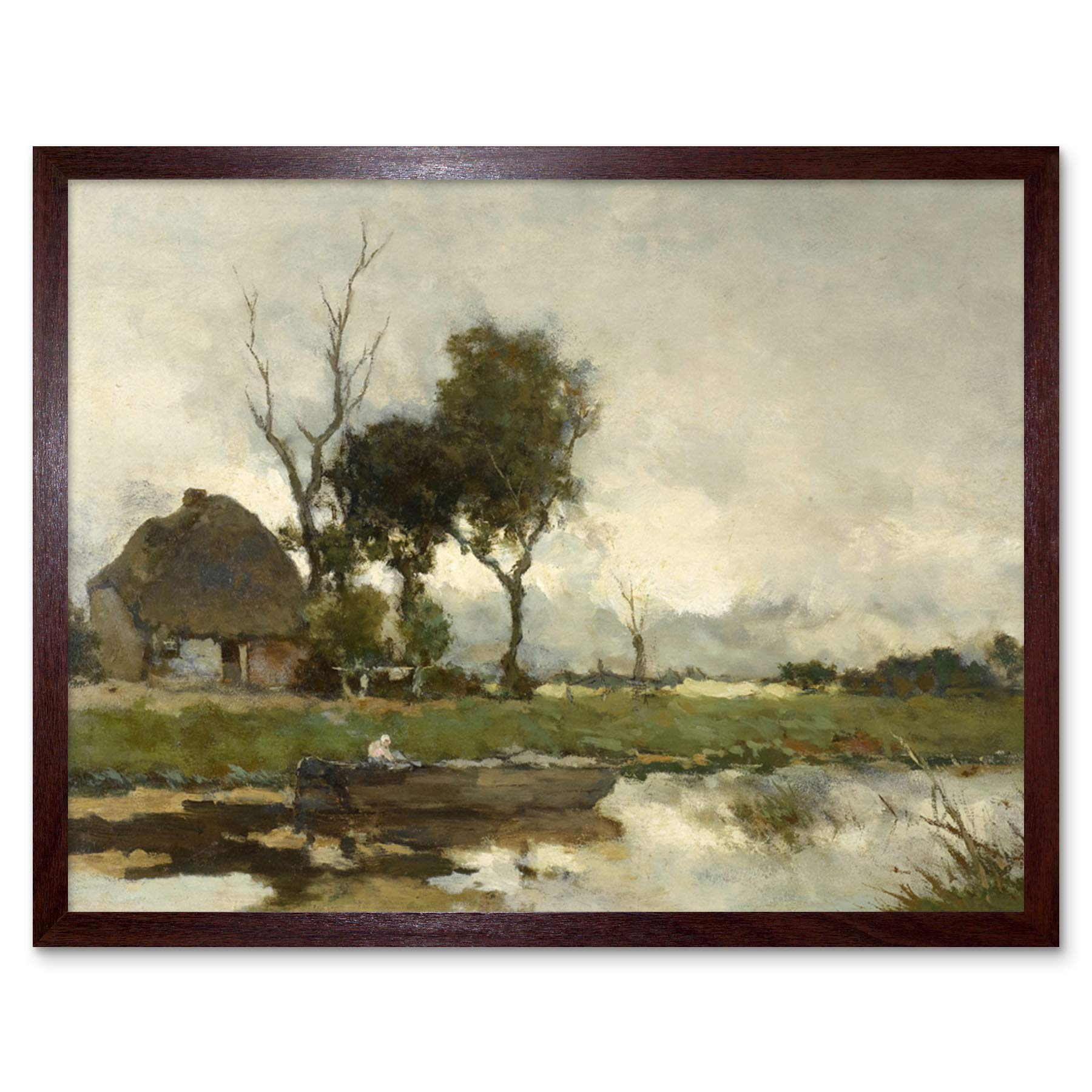 Artery8 Weissenbruch Autumn Landscape Cottage Painting Art Print Framed Poster Wall Decor 12x16 inch