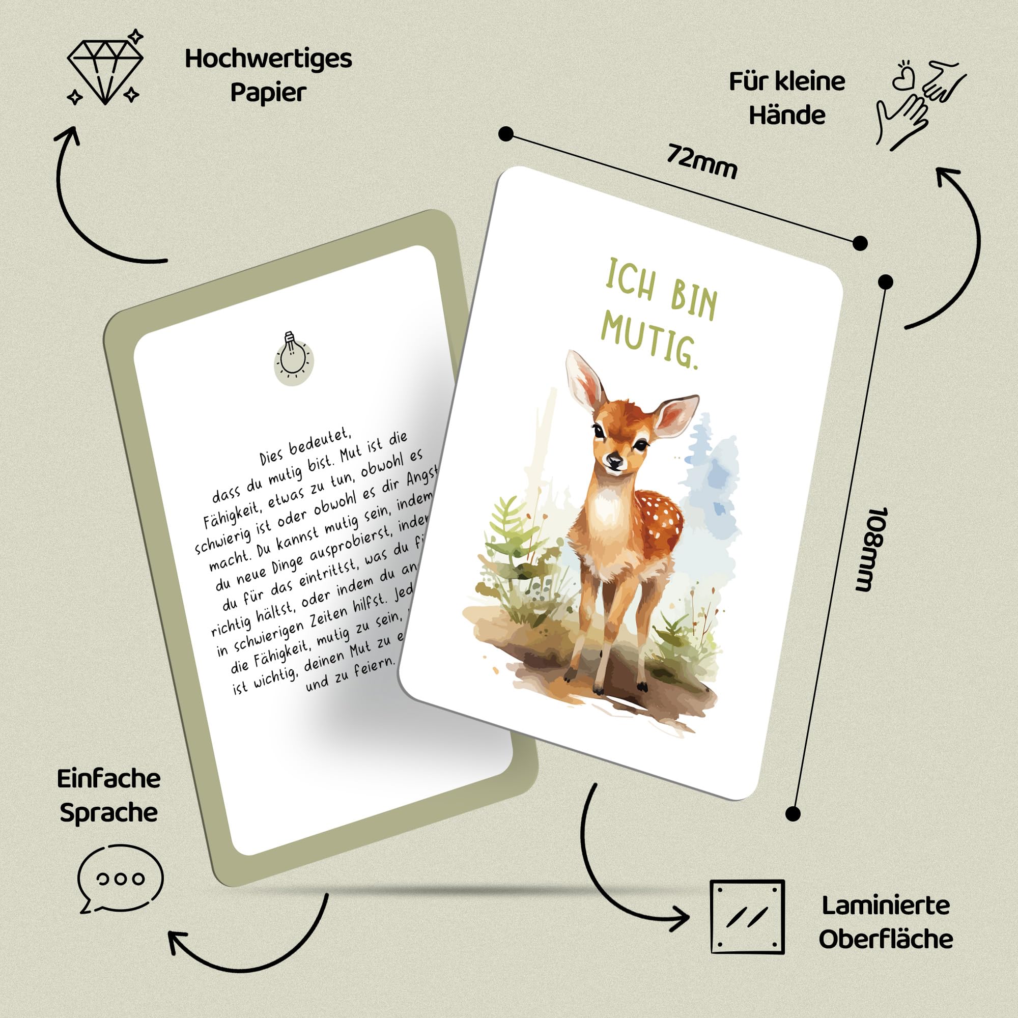 BIROYAL 48 Affirmation Cards for Children Mindfulness Cards with Metal Box, Motivation Cards for Feelings Self-Love - Image 2