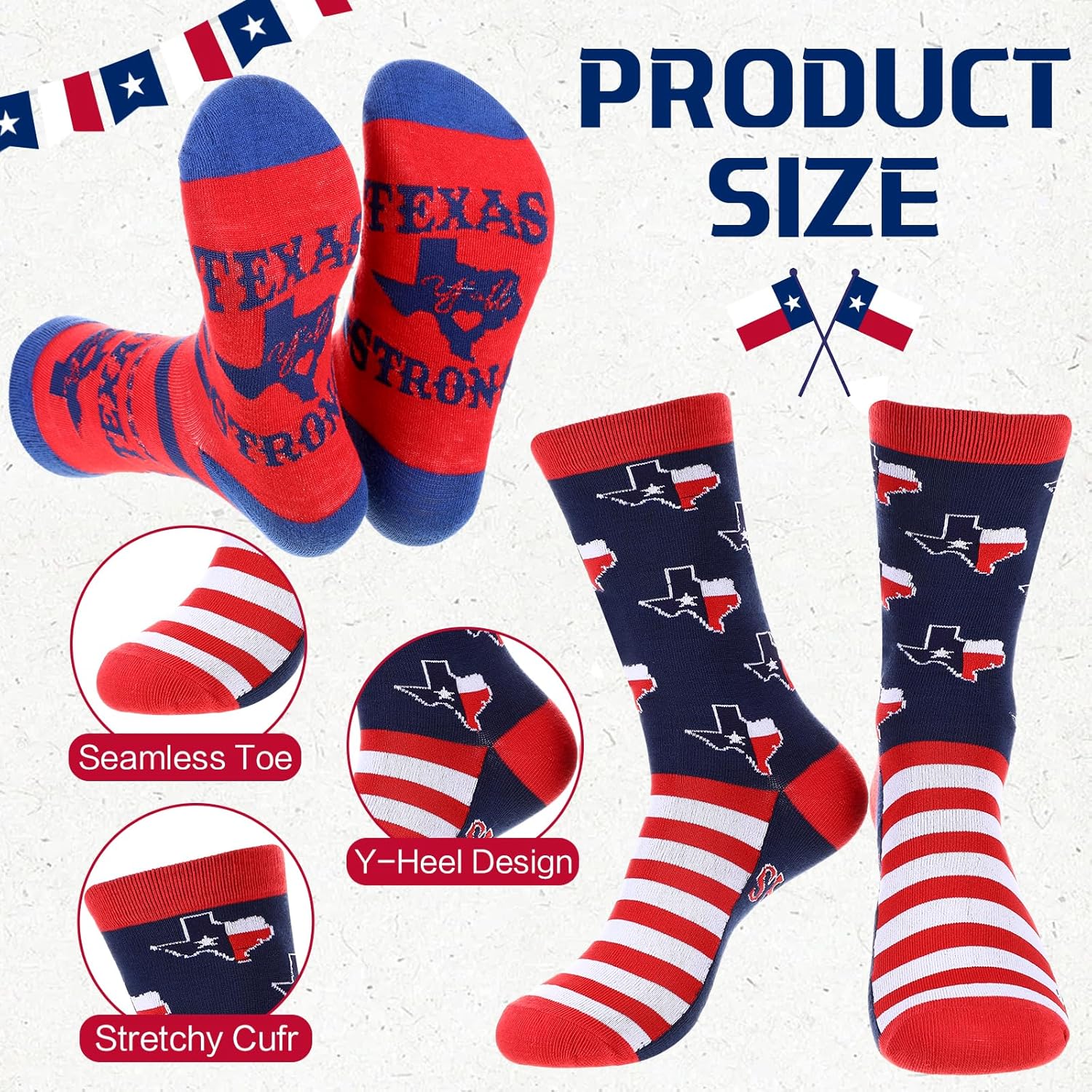 Geyoga 10 Pcs Texas Socks Novelty Texas Souvenirs Gifts City State Gift Socks Funny Travel Lover Souvenirs for Men Women - Image 5