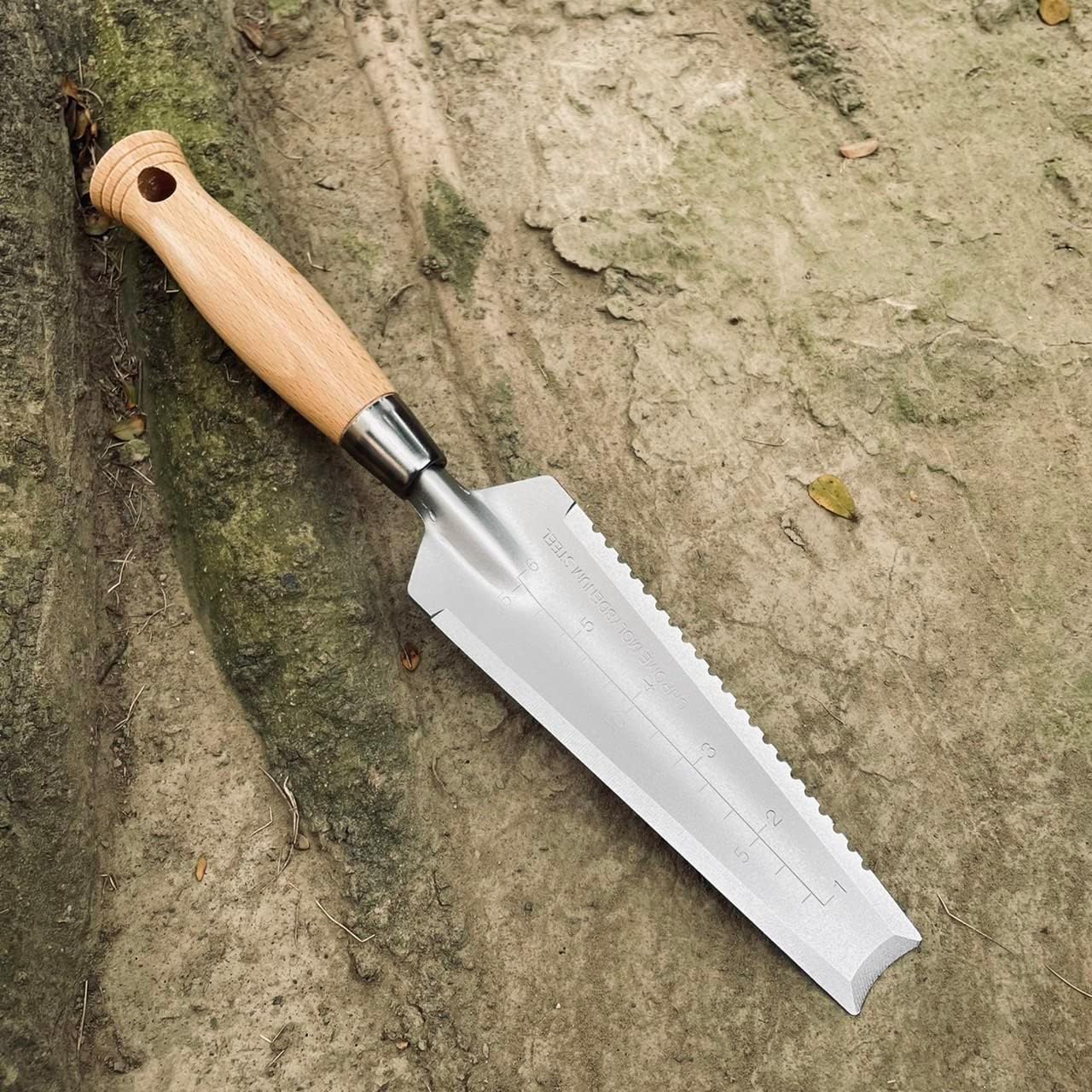 SUMIO 13.3" Alloy Steel Weeding Transplanter, Hori Hori Knife, Digging Trowel with Serrated Edge, Garden Root Cutter, and Dandelion Trowel for Propagation and Transplanting image 4