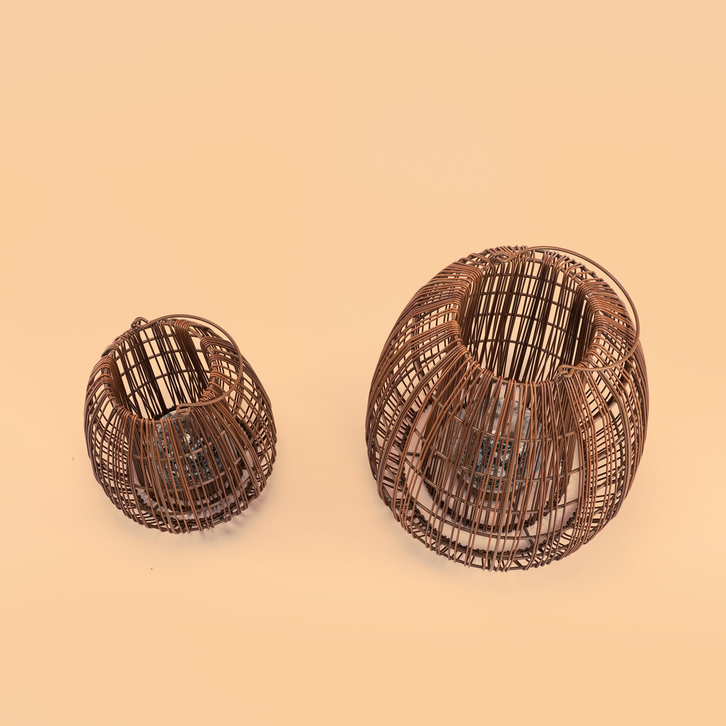 Esotec Solar Rattanleuchten Isabella, 2er Set, Crackle Bruchglas Kugel, Boho Windlichter für draußen, Polyrattan-Geflecht, Akku, Solarleuchte Rattan, wetterfest, outdoor, außen, IP44, 102283