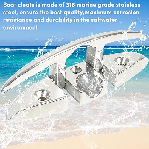 Miniatura 5 de Tacos plegables de acero inoxidable 316 de 5 y 6 pulgadas (2 tamaños), tacos de muelle de barco de grado marino con pernos de acero inoxidable y