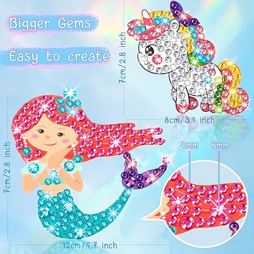 Miniatura 4 de Zonon Kit de pintura de diamantes con gemas para niños, 26 piezas de calcomanías de pintura de diamantes con herramientas de pintura para crear tus