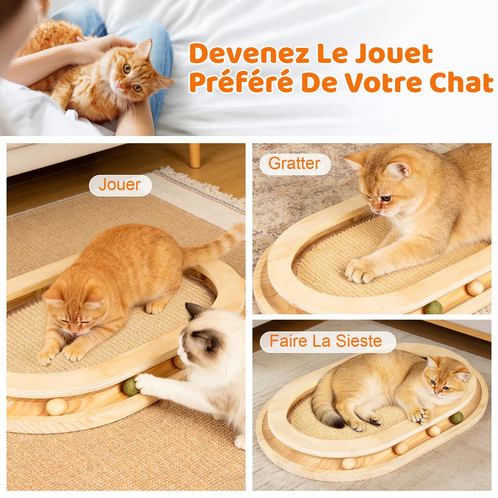 Grattoir pour Chat,Jouet pour Chat 2 en 1 avec Circuit,Tapis à Griffer