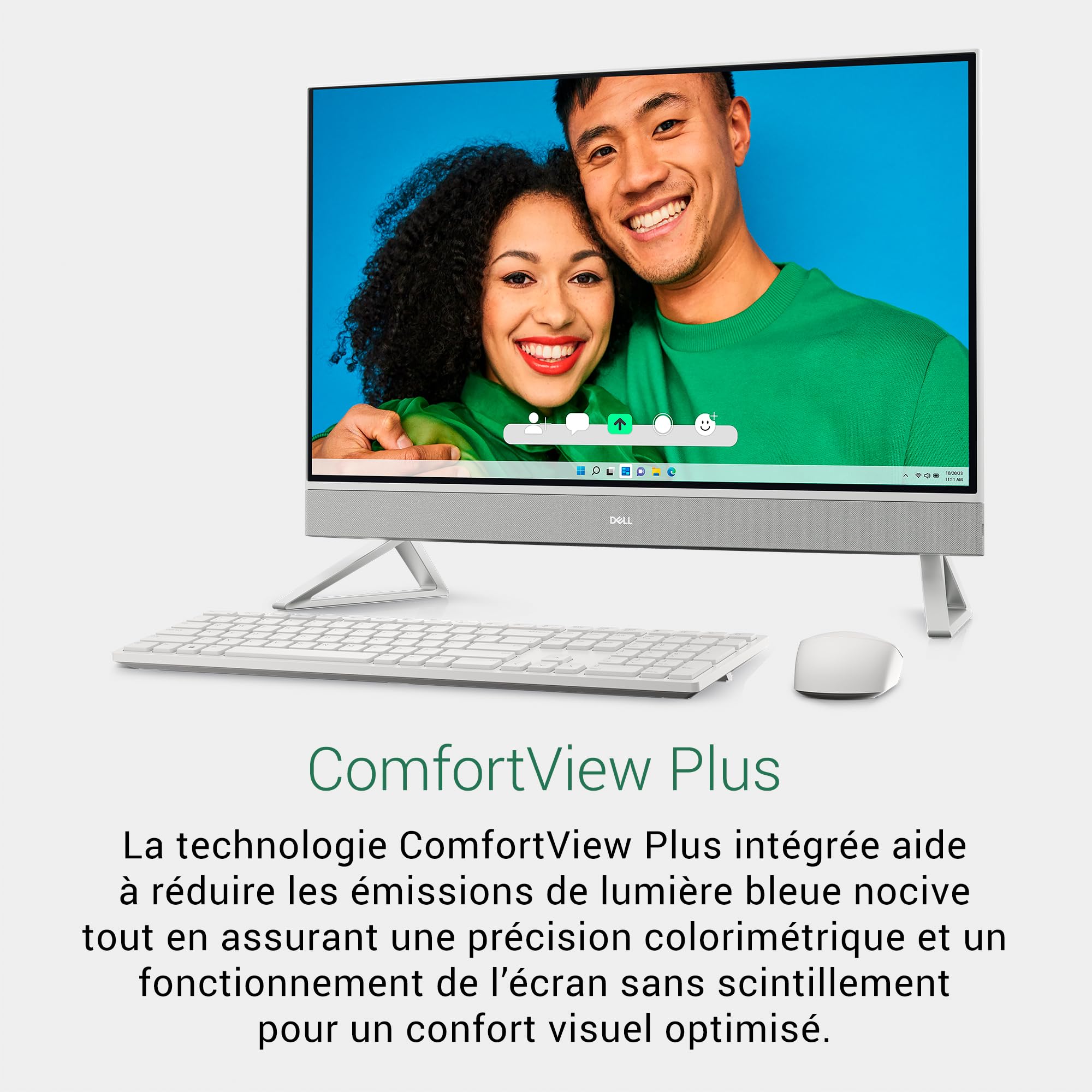 Dell Inspiron 27'' 7730 Ordinateur de Bureau Tout-en-Un 27'' FHD, Intel Core i5-1334U, 16 GB RAM, 512 GB SSD, Graphique Intel Iris XE, Windows 11 Home - Clavier Français AZERTY, Blanc