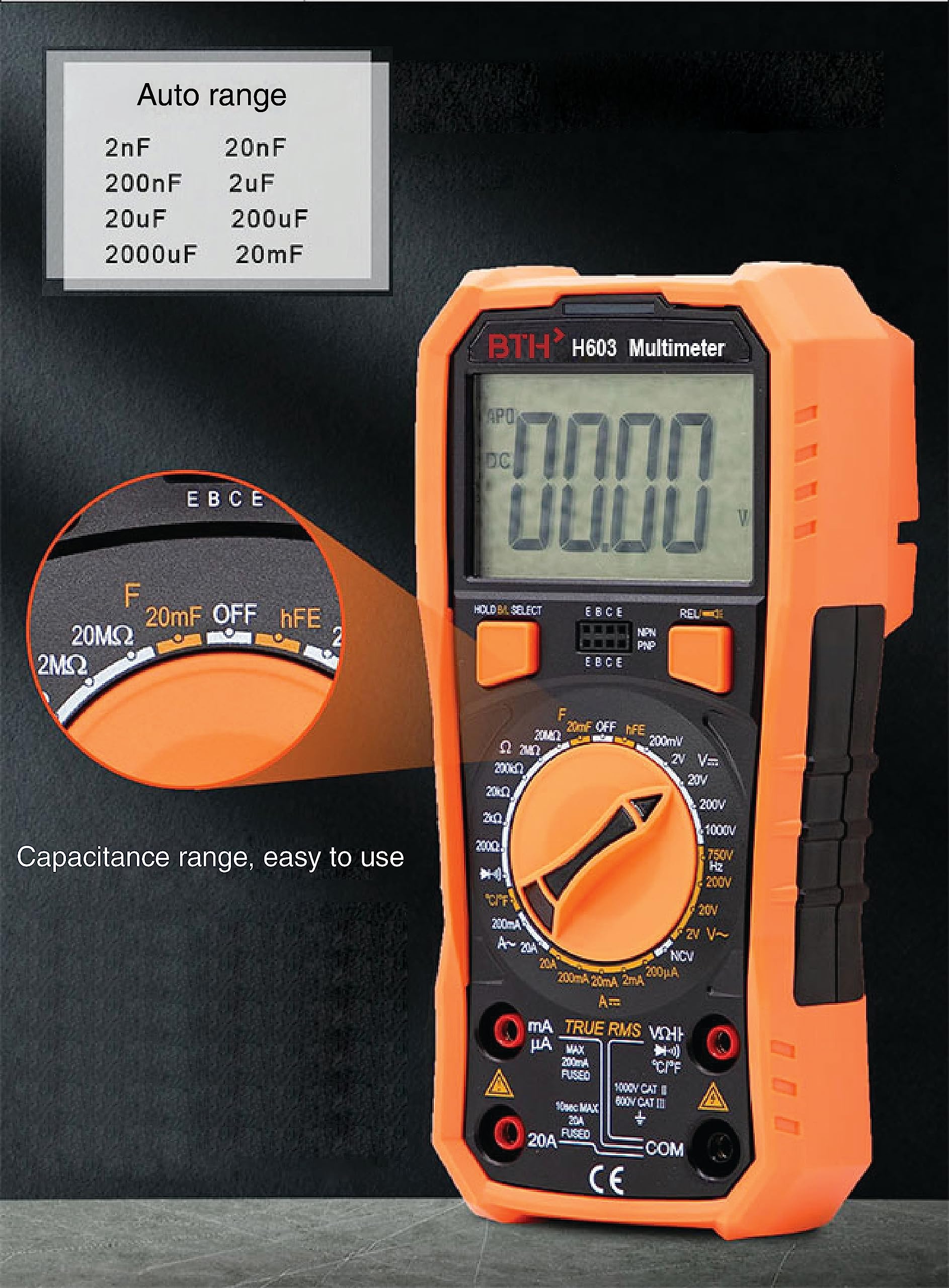 BTH H603 True RMS Digital Multimeter with Non contact voltage, Temperature, capacitance and Triode — Amazon image 6