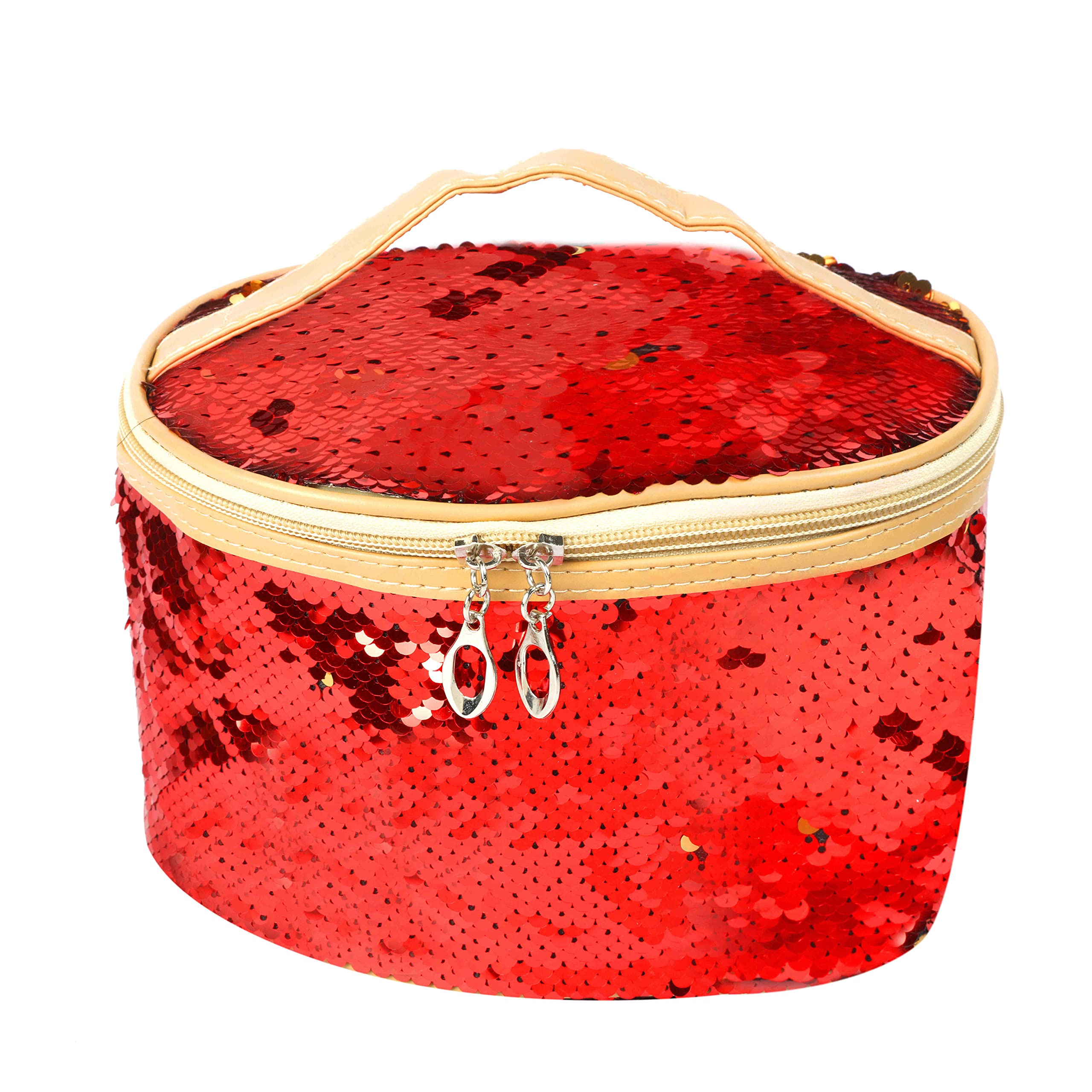 Mardel Presents Red Sparkle Design Handbag Make Up Cosmetics Jewelry Storage Bag for Women.