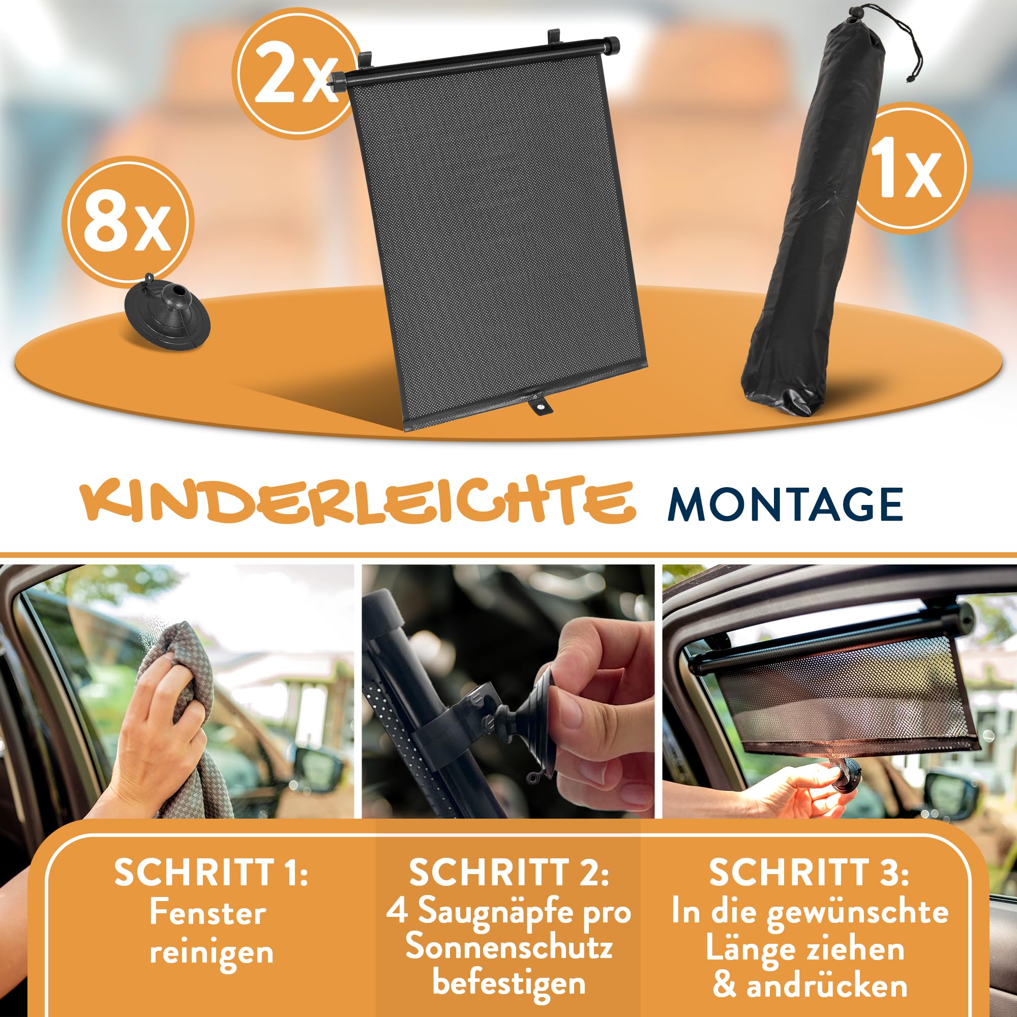 PAWNY Sonnenrollo Auto, Rollfunktion it Flexibler Größeneinstellung PAWNY Sonnenrollo Auto, Rollfunktion it Flexibler Größeneinstellung