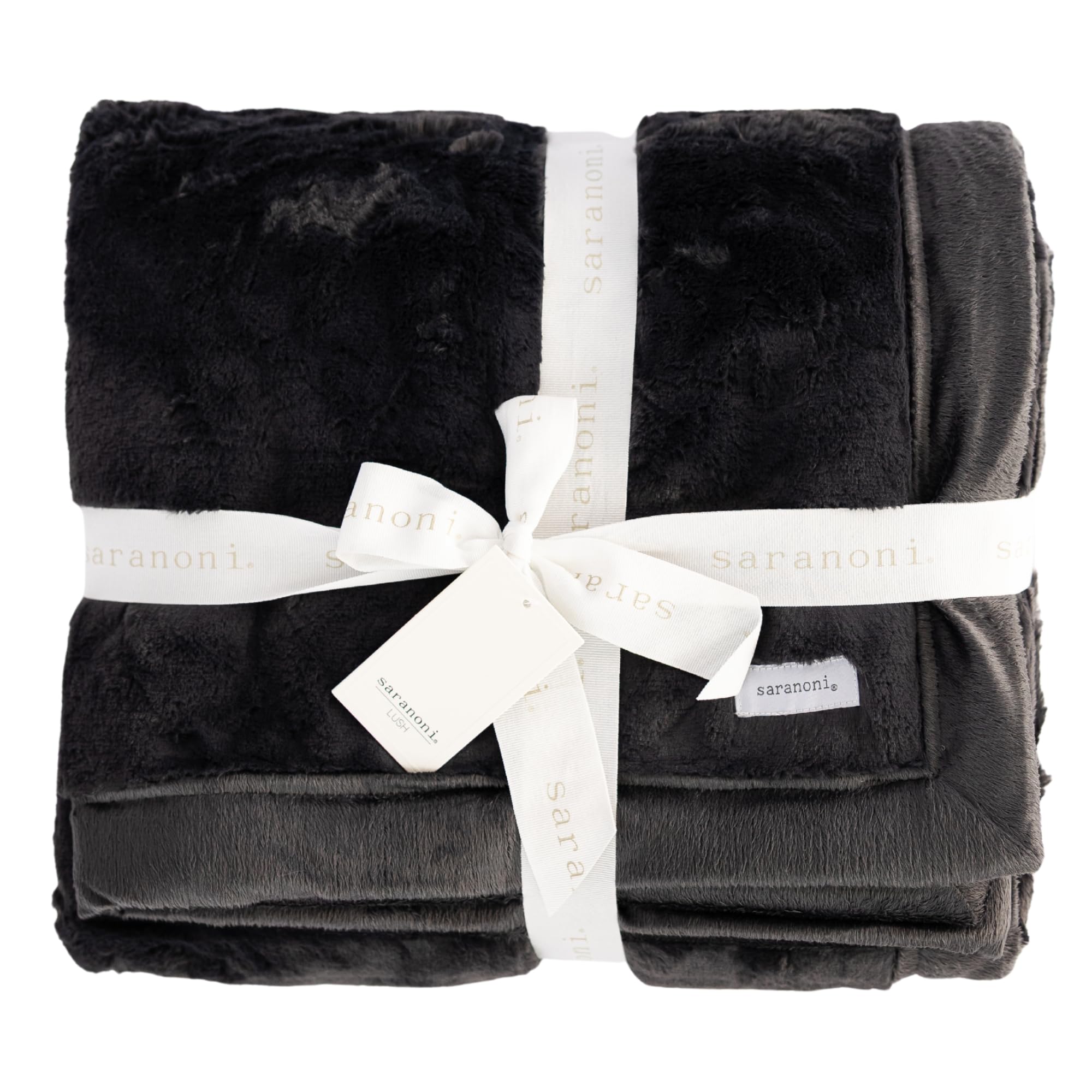 Saranoni Oversized Luxury Blanket | Breathable Super Soft, Lush, Plush Comfy Blankets for Adults | Charcoal - X-Large 60” x 80”