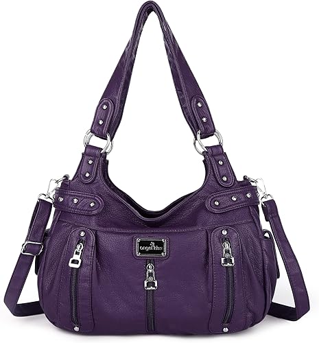 Angelkiss Monederos y bolsos grandes para mujer bolso cruzado de cuero sintético lavado bolso de mano con hombro
