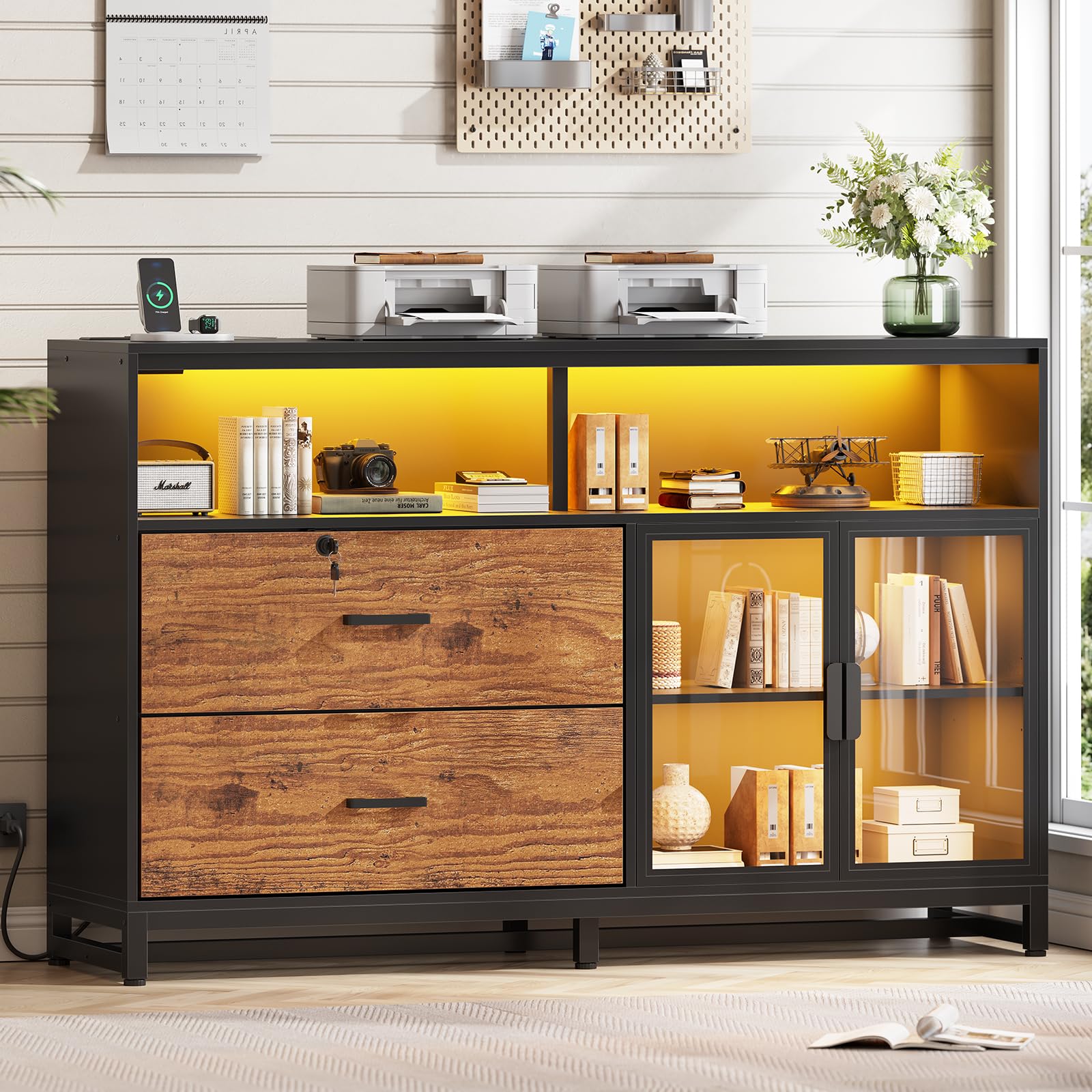 SEDETA 59 Inch Filing Cabinet with Lock Drawers