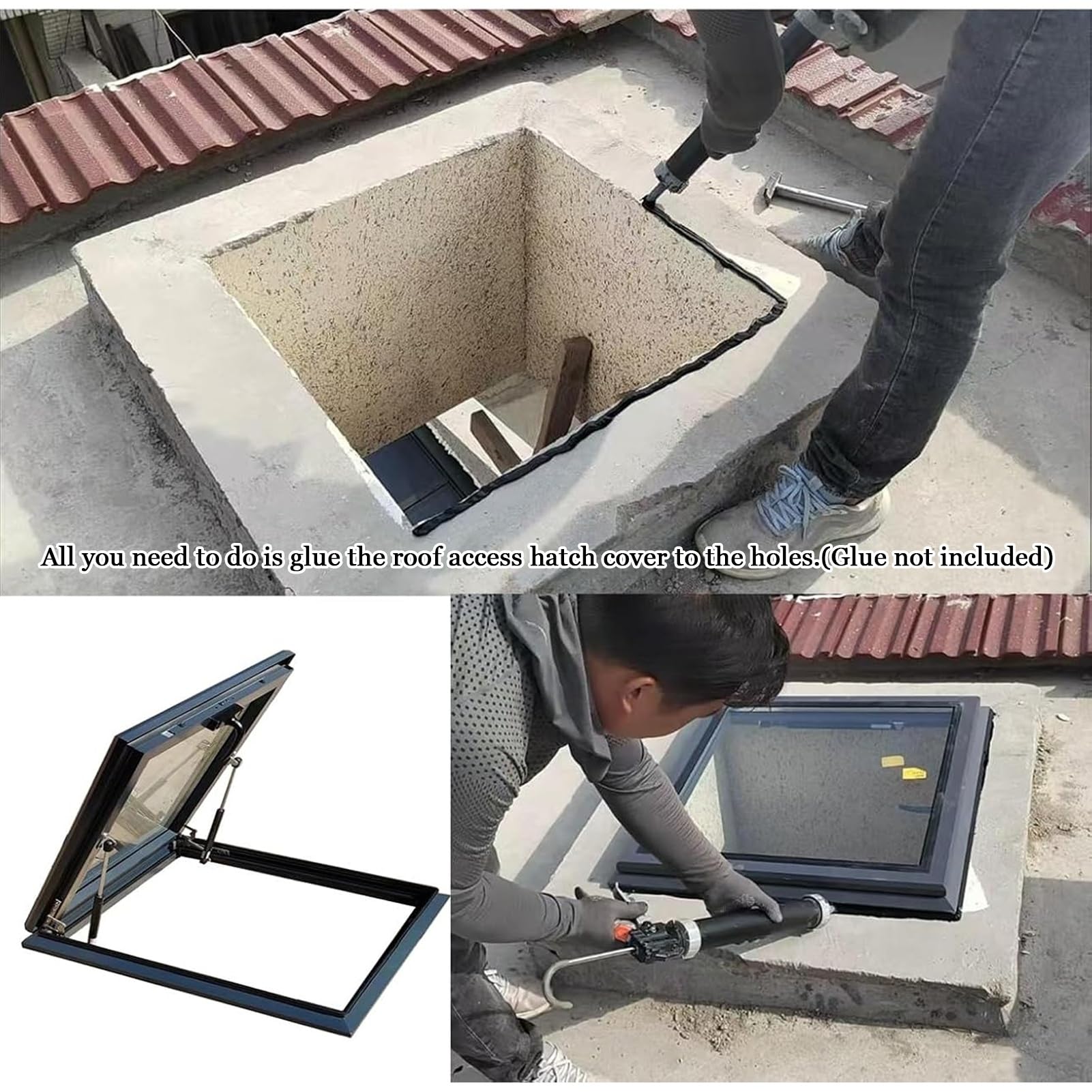 Claraboyas para Techos de Casas, Tapa de Trampilla para Áticos, Instalación Manual de Claraboyas en Techos Planos Inclinados, para Pasillos, Terrazas, Escaleras y Garajes(LxW 80x70cm/31.5x2