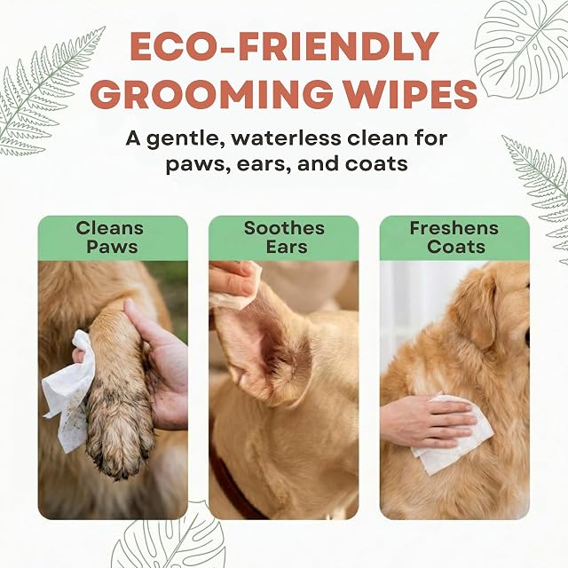 Foto 5 de 7 de Eco Wave Toallitas de aseo para perros y gatos, sin perfume