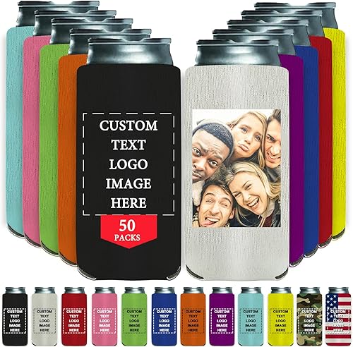Miniatura 1 de Fundas para enfriar latas personalizadas, delgadas, acogedoras, a granel, personalizadas, con imagen, texto, logotipo, aisladas, para botellas,