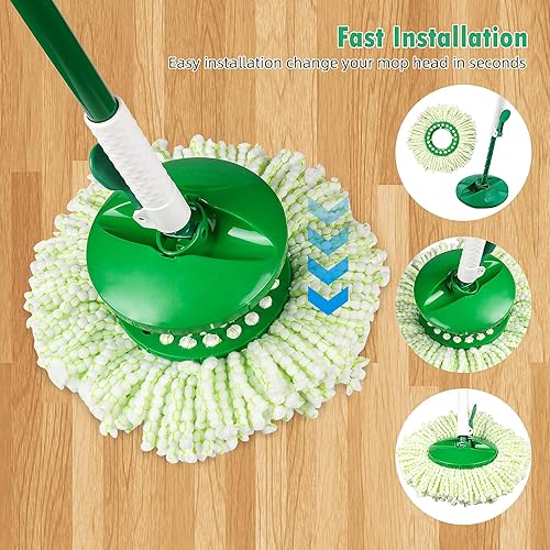 Miniatura 5 de Paquete de 6 cabezales de repuesto para sistema de trapeador giratorio Libman Tornado, cabezal de repuesto de trapeador de microfibra lavable a