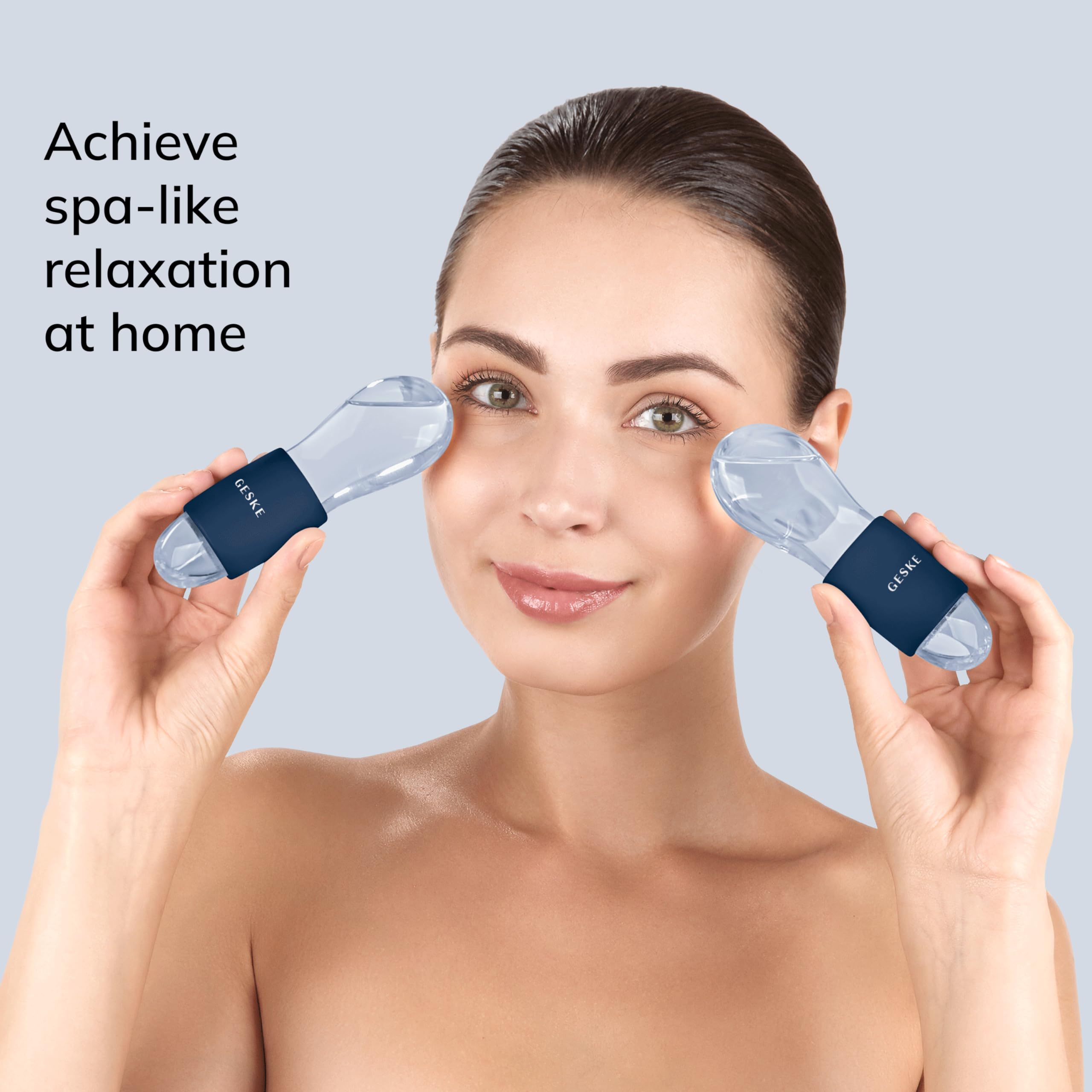 GESKE SmartAppGuided™ Cool & Warm Duo Eye Massager | 7 in 1 | Zwei Massagekugeln | Batterielose Wärme- & Kühltechnologie | Gegen Augenringe & Tränensäcke | Anti-Aging | Professionelle Hautpflege