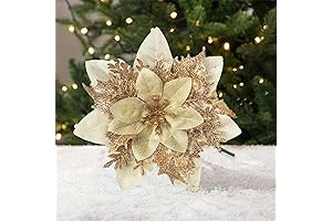 Gold Poinsettia Artificial Christmas Flowers: Festive Sparkle for Holiday Cheer