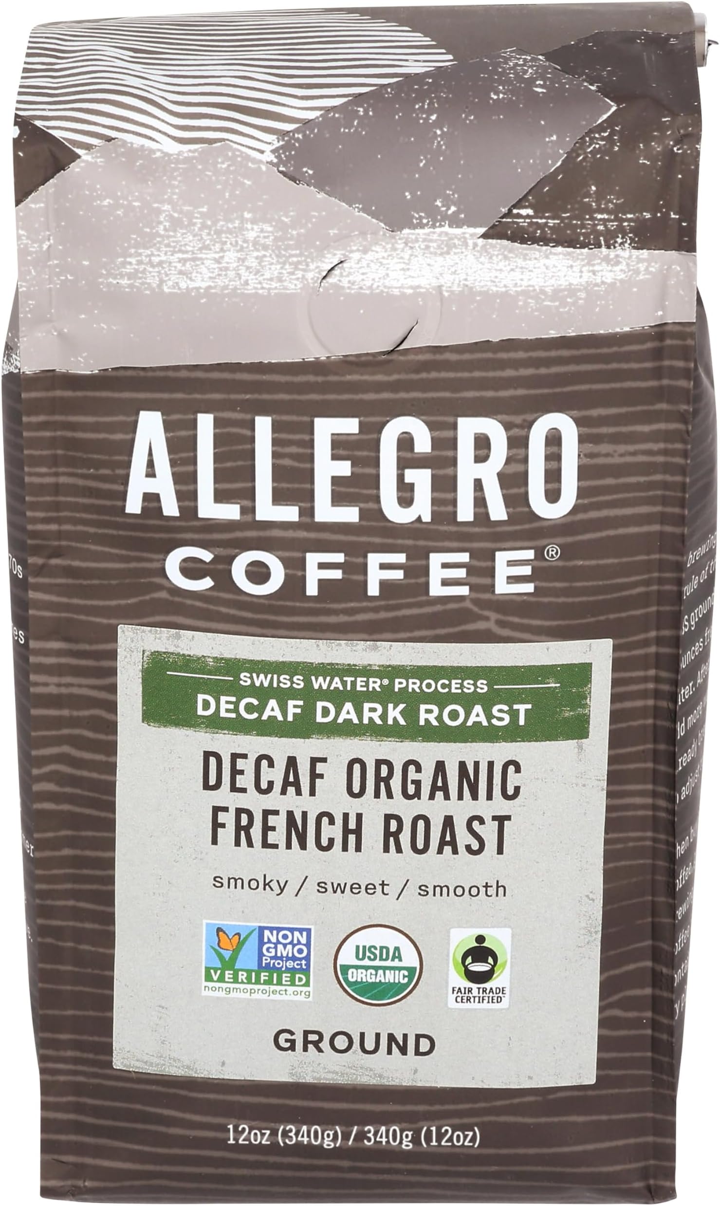 Decaf Organic French Roast Ground Coffee, 12 oz (Pack of 1)