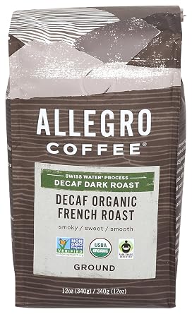 Allegro Coffee Decaf Organic French Roast Ground Coffee, 12 oz Pack of 1