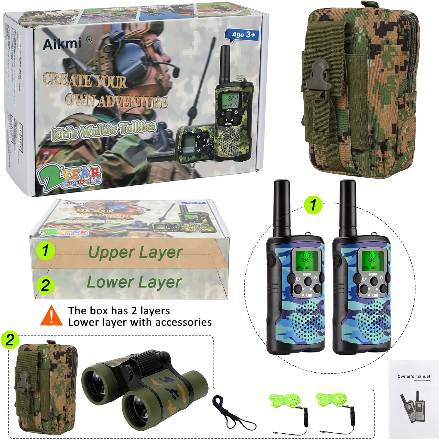 Walkie Talkies for Kids Toys for Boys Aged 5+ Outdoor Toys 2 Way Radio 22 Channel 3 Miles Range for Camp Hunt Adventure Game Birthday 6 7 8 9 10 Year Old Boys Gifts (Blue)